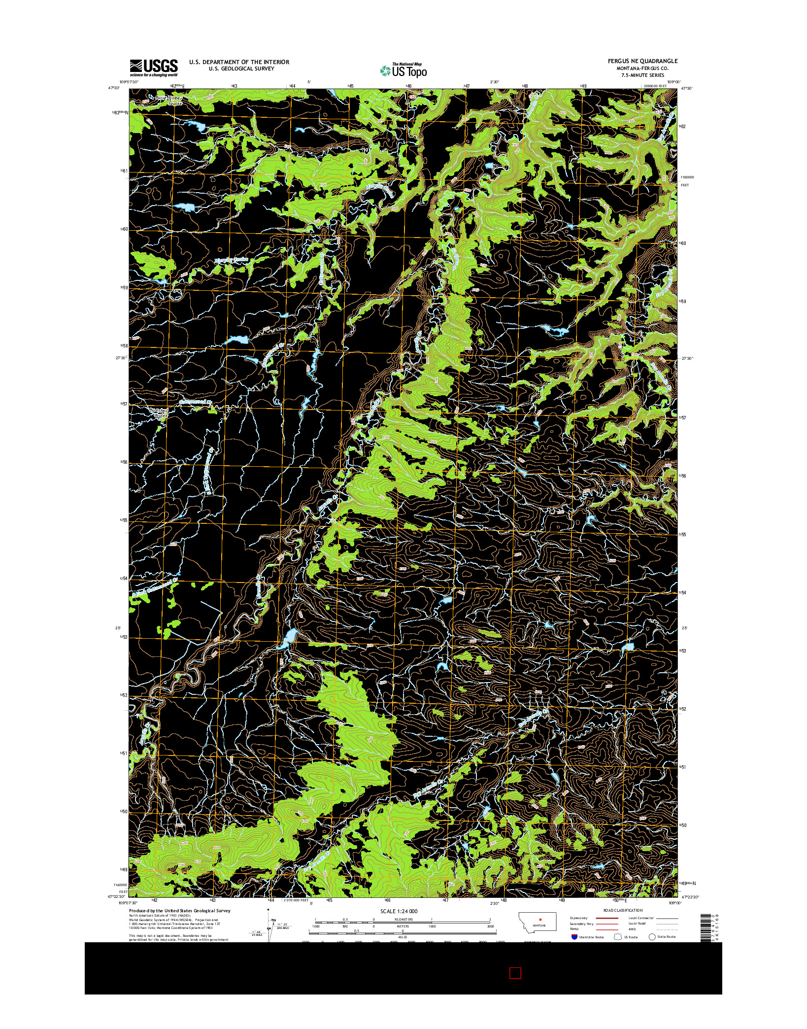 USGS US TOPO 7.5-MINUTE MAP FOR FERGUS NE, MT 2014