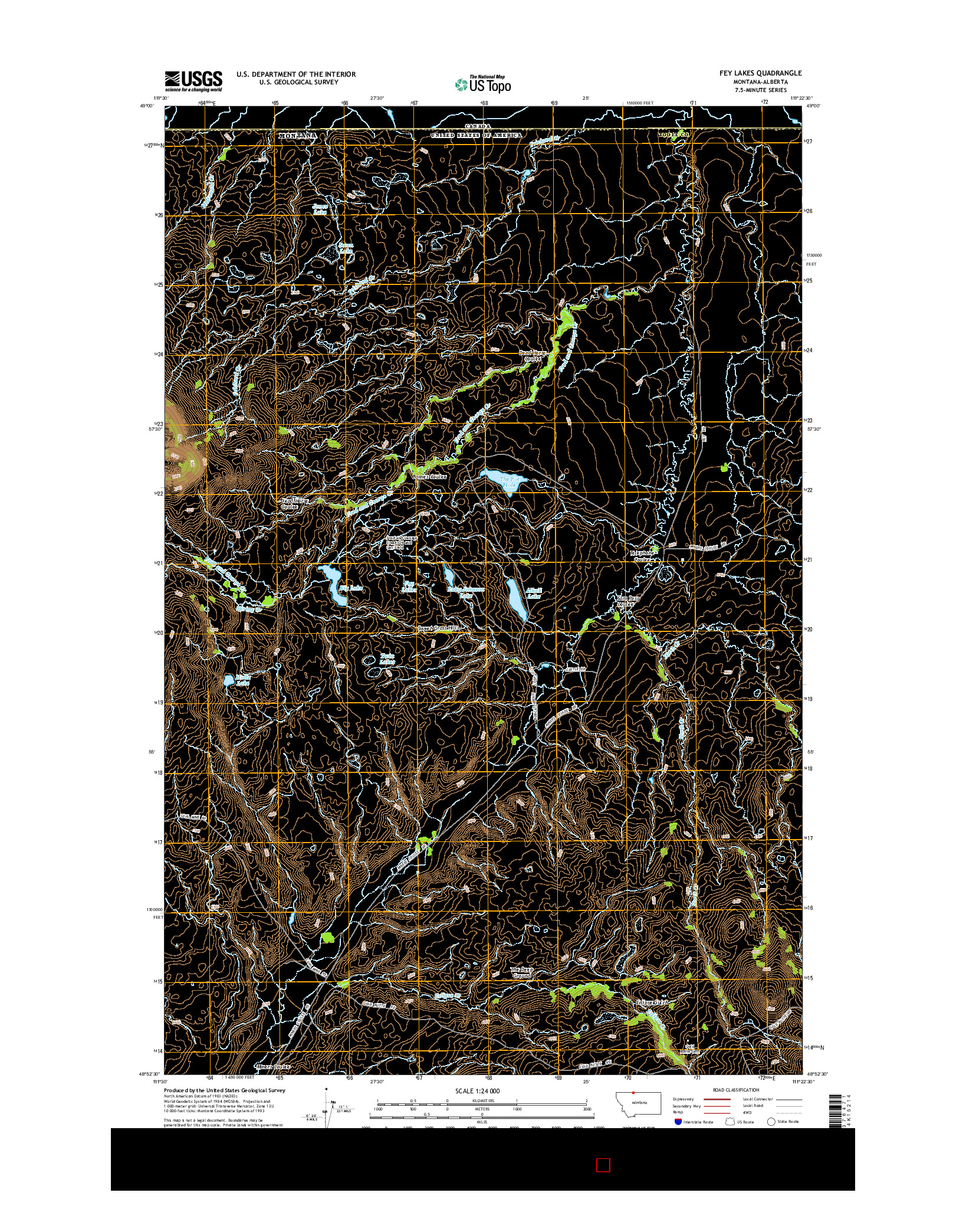 USGS US TOPO 7.5-MINUTE MAP FOR FEY LAKES, MT-AB 2014