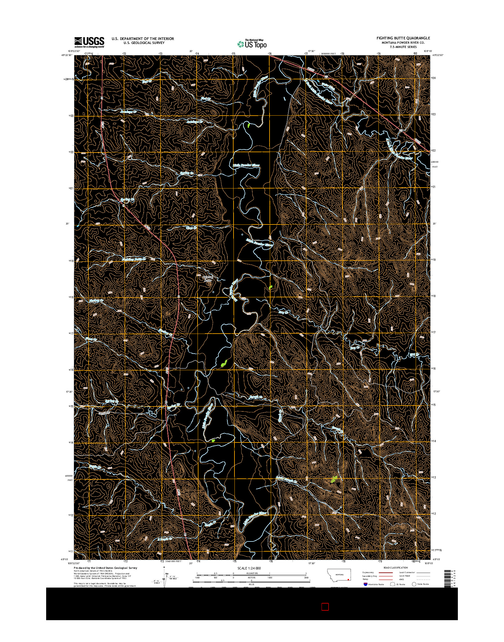 USGS US TOPO 7.5-MINUTE MAP FOR FIGHTING BUTTE, MT 2014