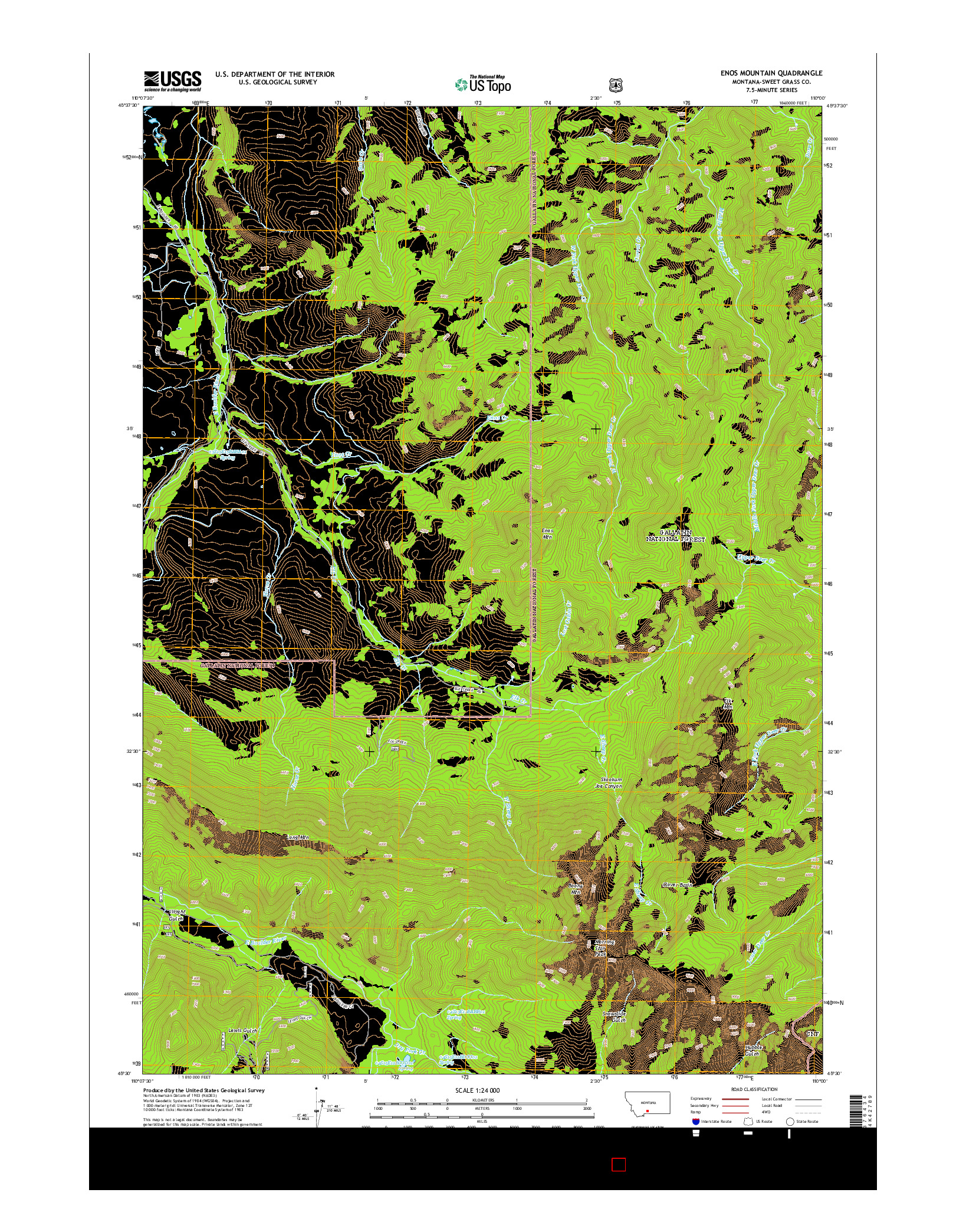 USGS US TOPO 7.5-MINUTE MAP FOR ENOS MOUNTAIN, MT 2014