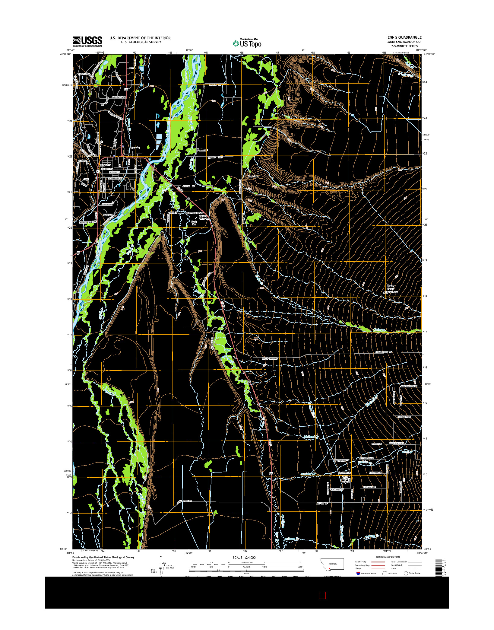 USGS US TOPO 7.5-MINUTE MAP FOR ENNIS, MT 2014