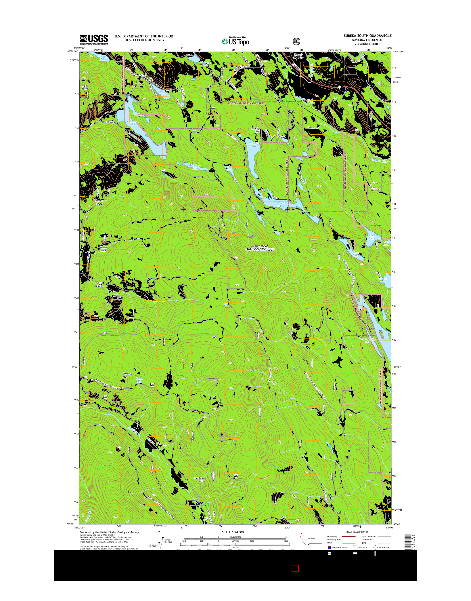 USGS US TOPO 7.5-MINUTE MAP FOR EUREKA SOUTH, MT 2014