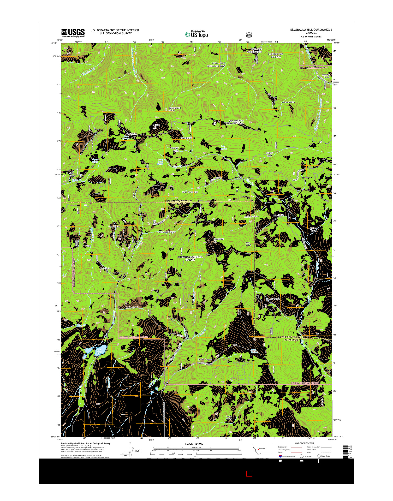 USGS US TOPO 7.5-MINUTE MAP FOR ESMERALDA HILL, MT 2014
