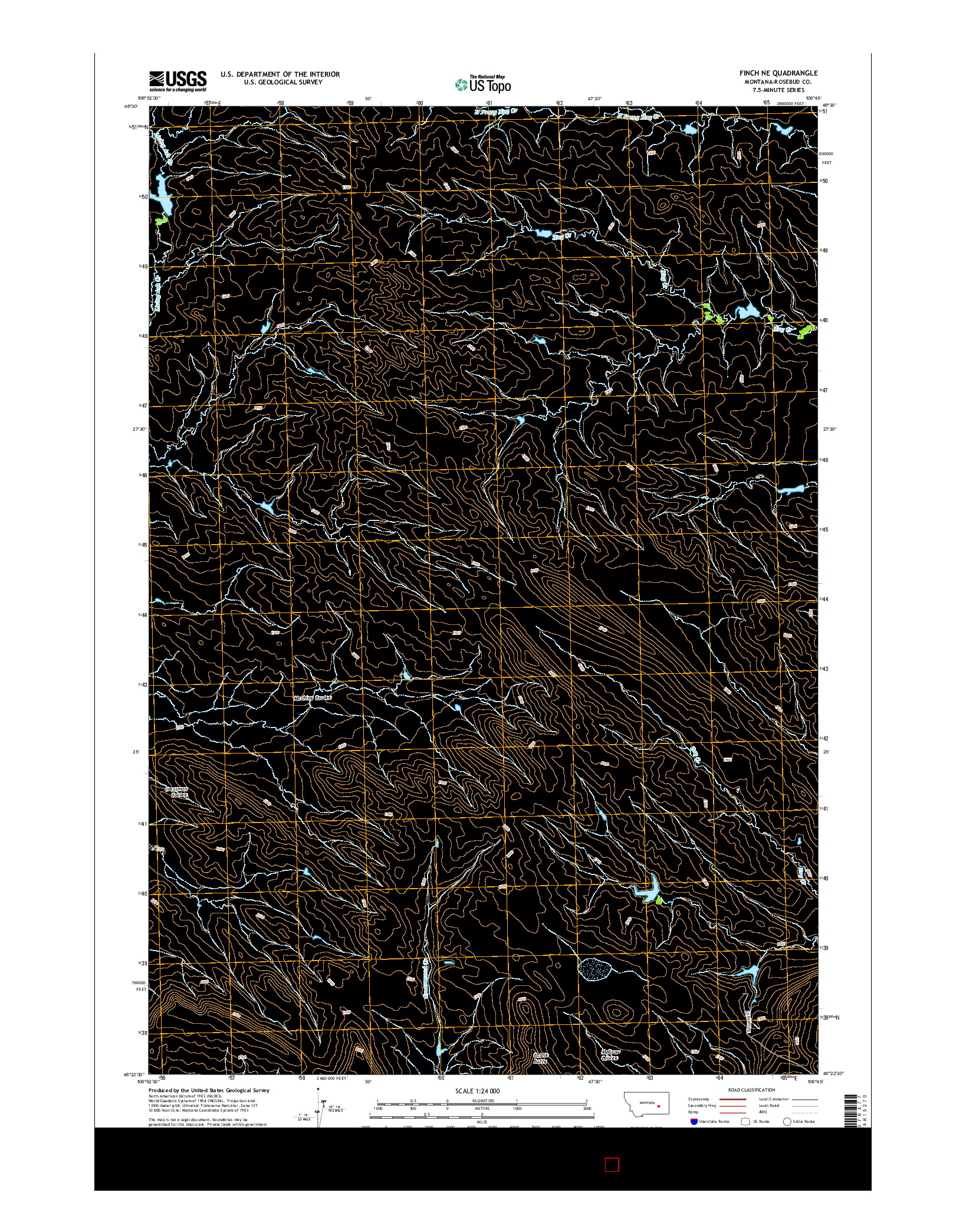 USGS US TOPO 7.5-MINUTE MAP FOR FINCH NE, MT 2014