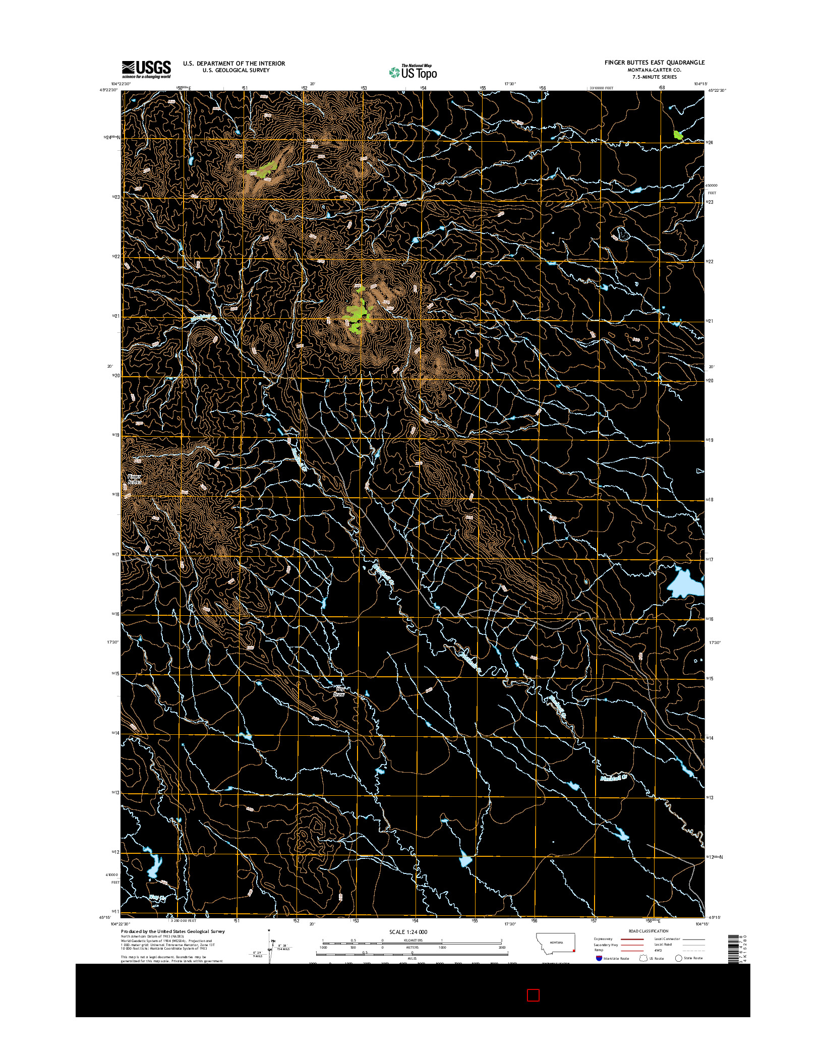 USGS US TOPO 7.5-MINUTE MAP FOR FINGER BUTTES EAST, MT 2014
