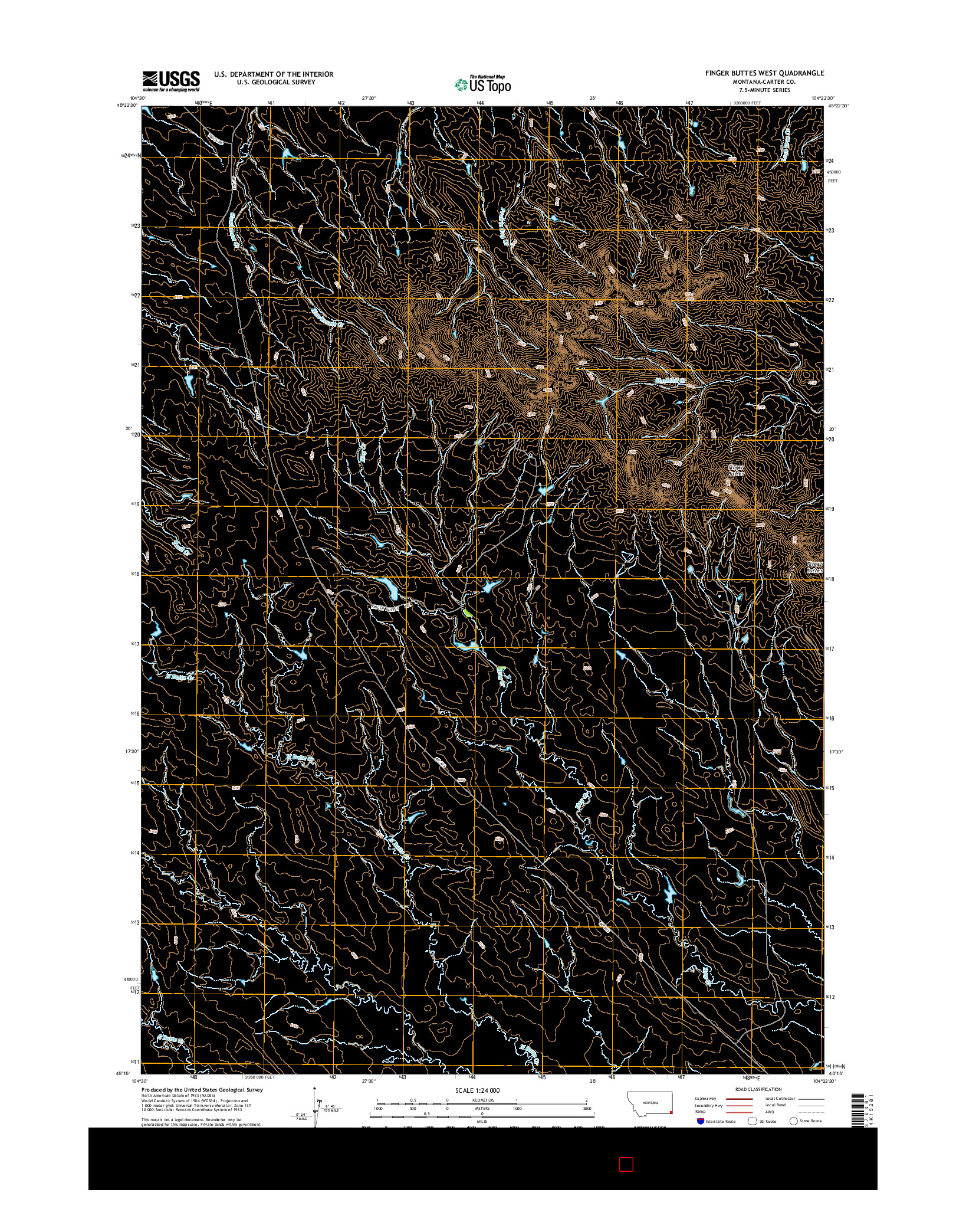 USGS US TOPO 7.5-MINUTE MAP FOR FINGER BUTTES WEST, MT 2014