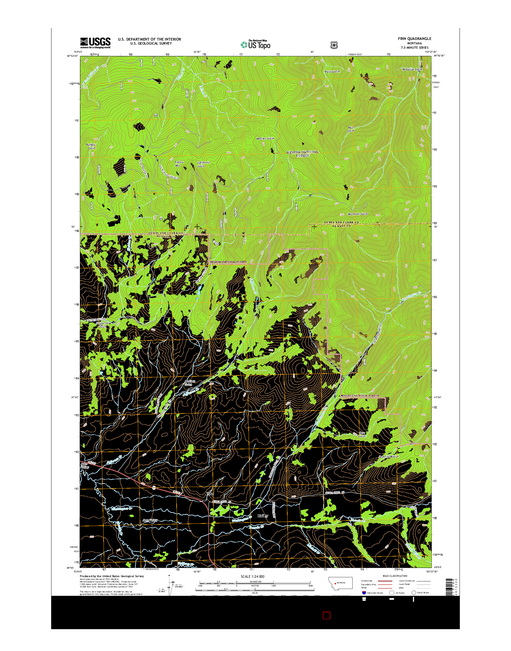 USGS US TOPO 7.5-MINUTE MAP FOR FINN, MT 2014