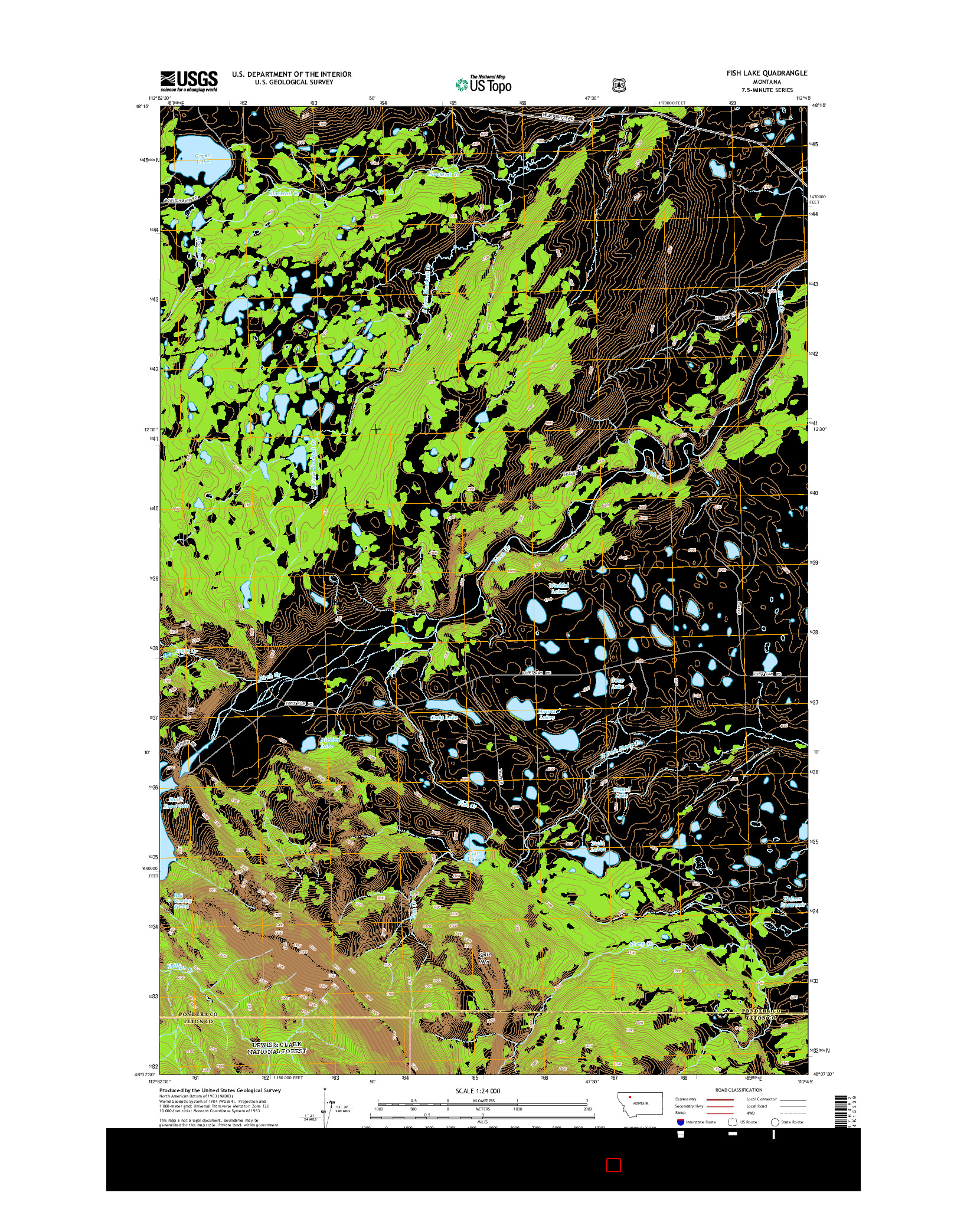 USGS US TOPO 7.5-MINUTE MAP FOR FISH LAKE, MT 2014