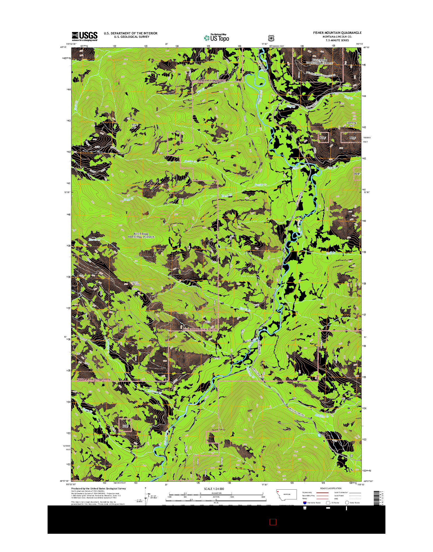 USGS US TOPO 7.5-MINUTE MAP FOR FISHER MOUNTAIN, MT 2014