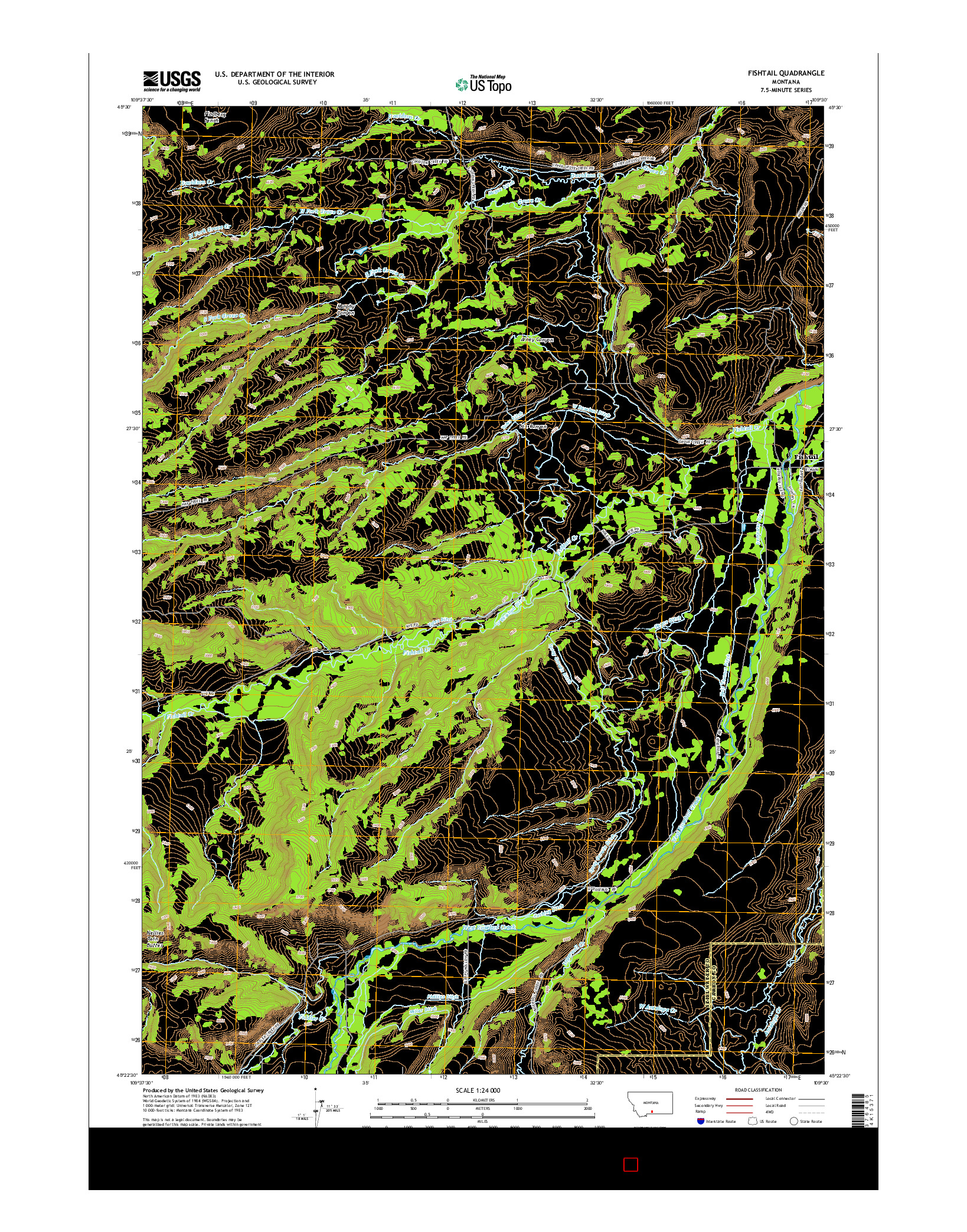 USGS US TOPO 7.5-MINUTE MAP FOR FISHTAIL, MT 2014