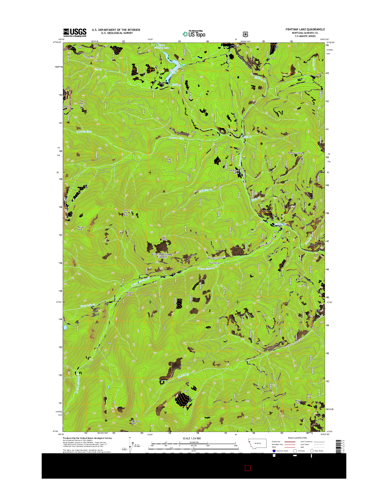 USGS US TOPO 7.5-MINUTE MAP FOR FISHTRAP LAKE, MT 2014