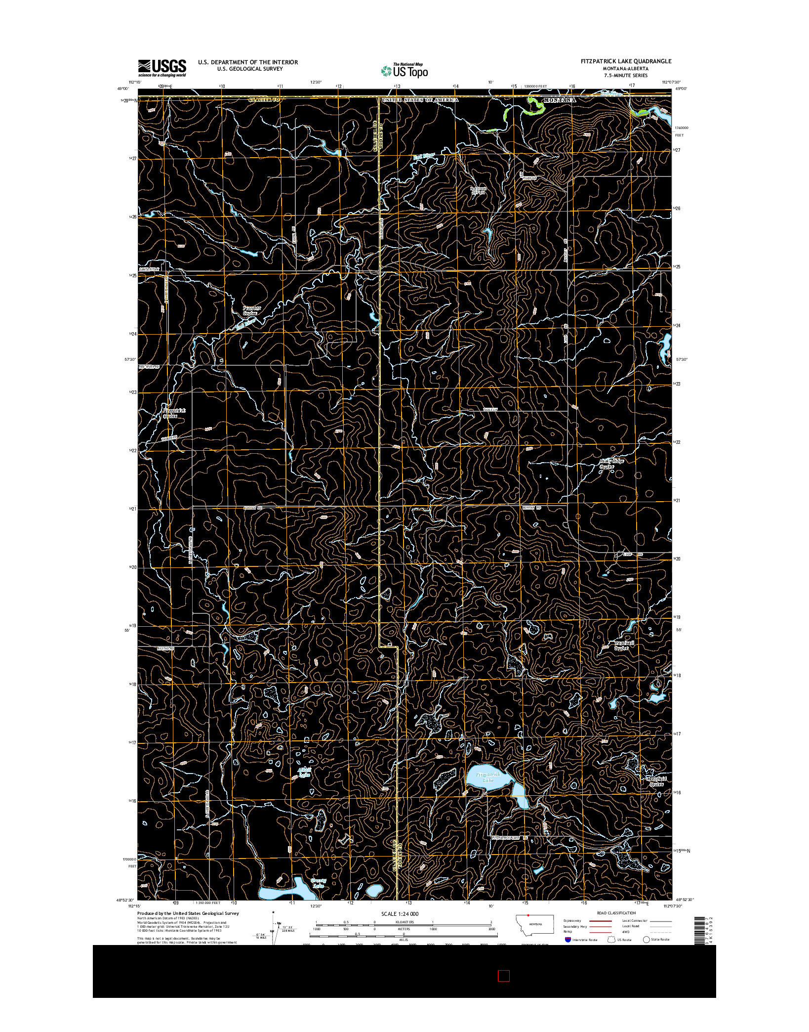 USGS US TOPO 7.5-MINUTE MAP FOR FITZPATRICK LAKE, MT-AB 2014