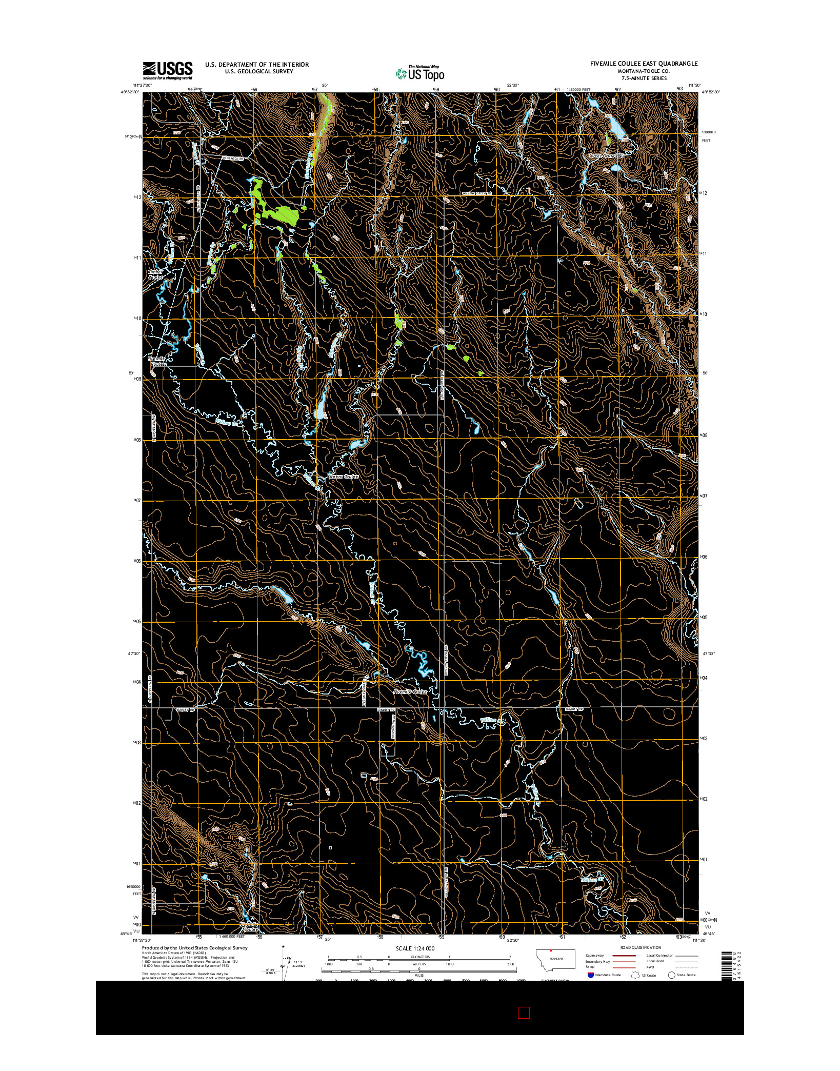 USGS US TOPO 7.5-MINUTE MAP FOR FIVEMILE COULEE EAST, MT 2014