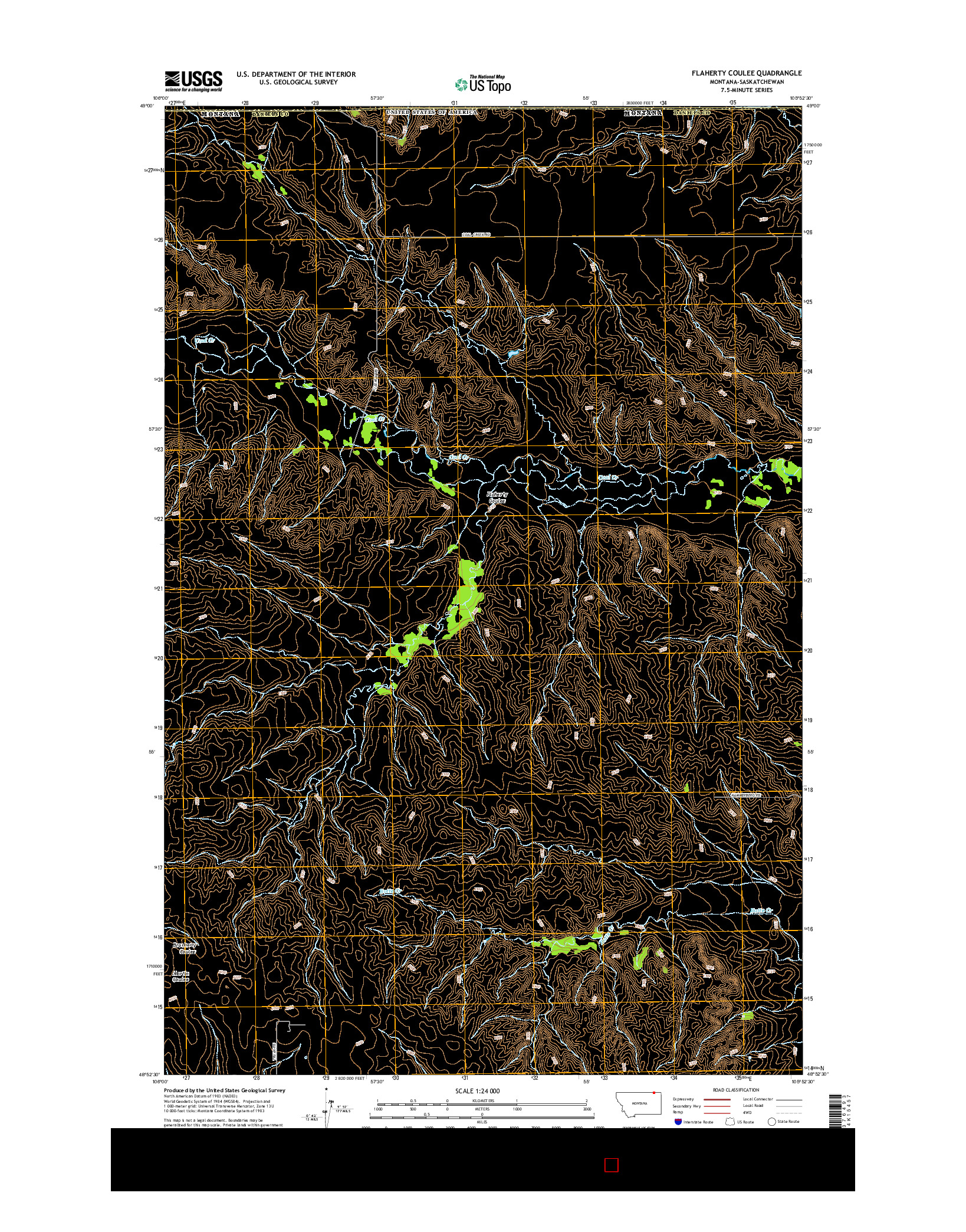 USGS US TOPO 7.5-MINUTE MAP FOR FLAHERTY COULEE, MT-SK 2014