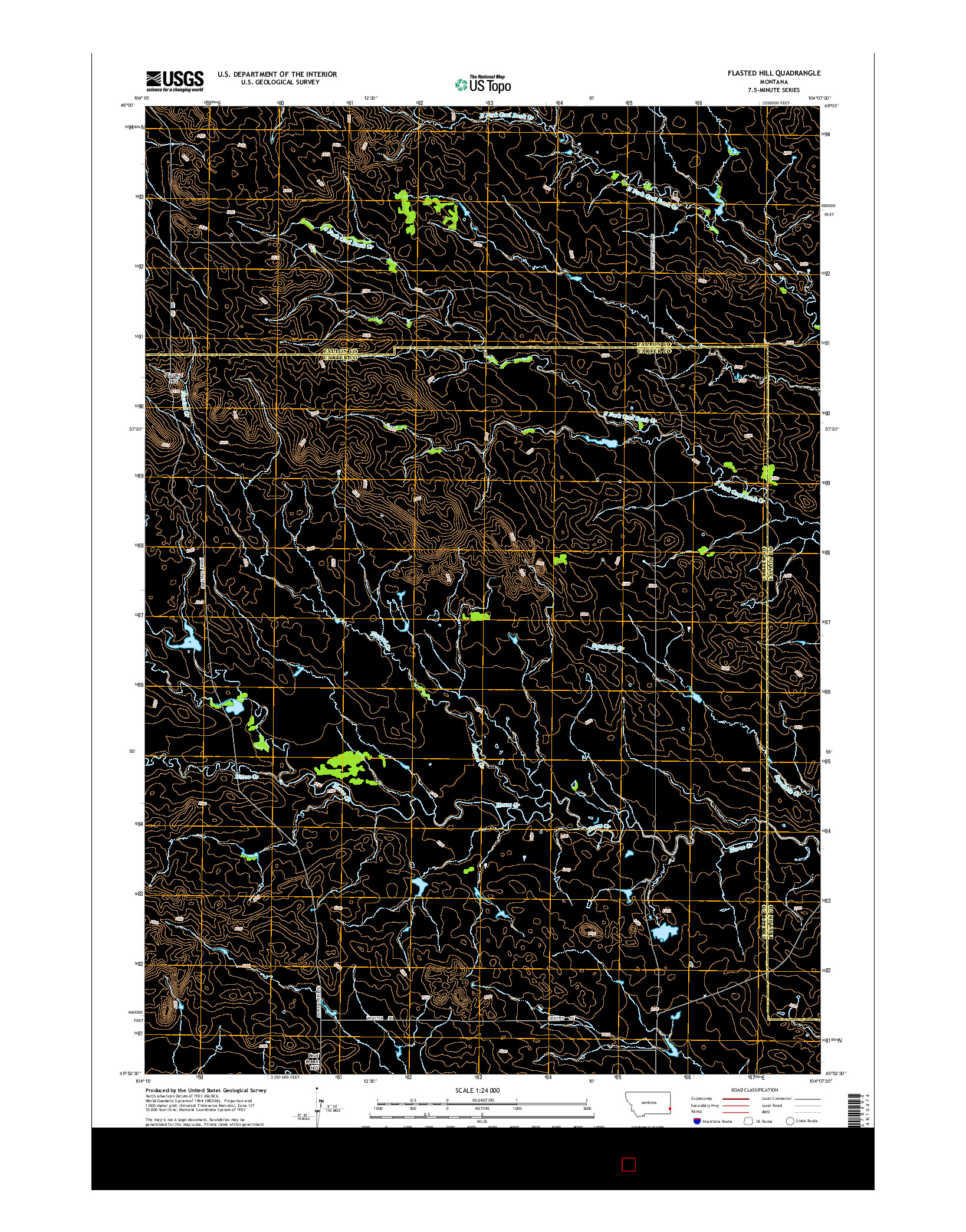 USGS US TOPO 7.5-MINUTE MAP FOR FLASTED HILL, MT 2014
