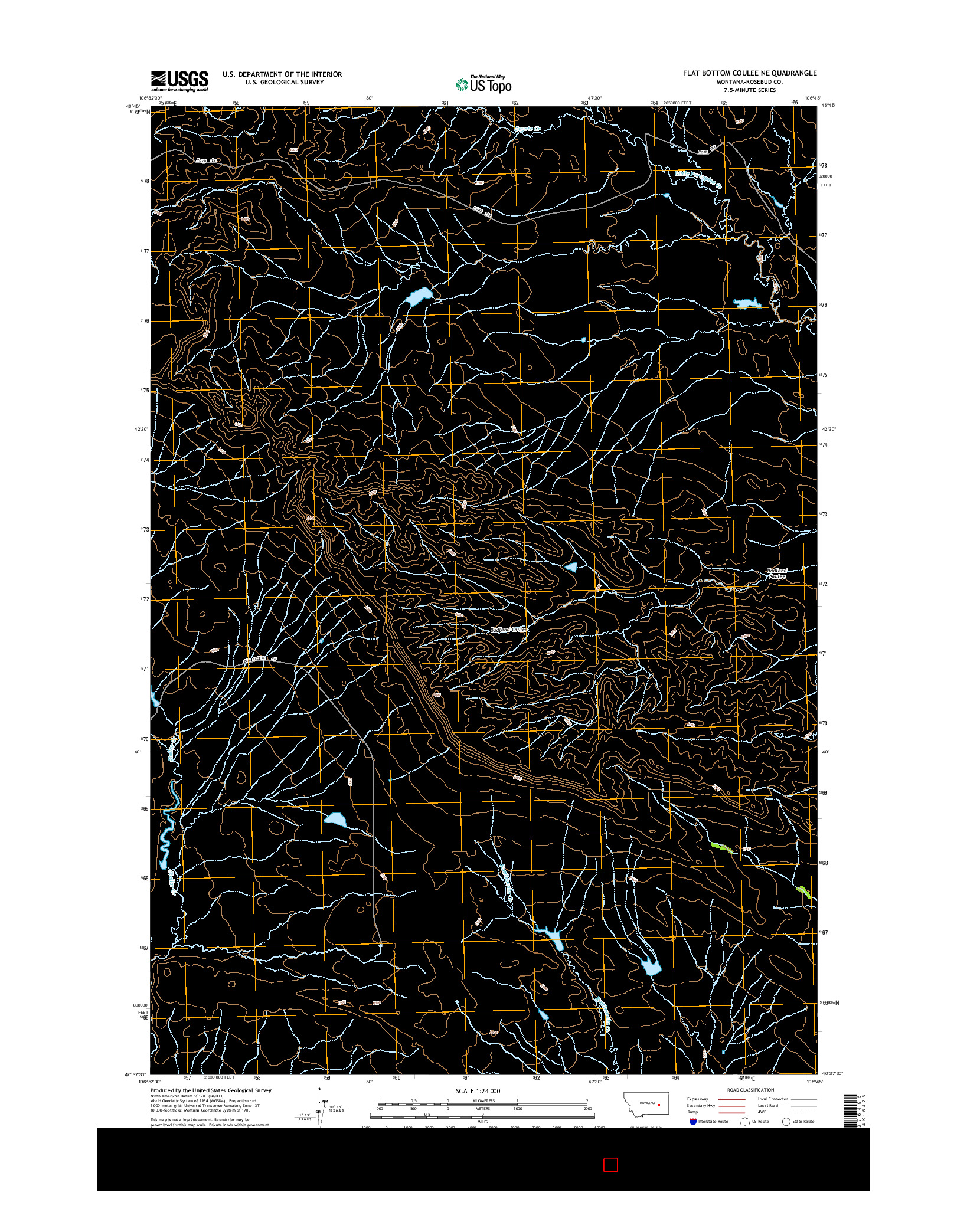 USGS US TOPO 7.5-MINUTE MAP FOR FLAT BOTTOM COULEE NE, MT 2014