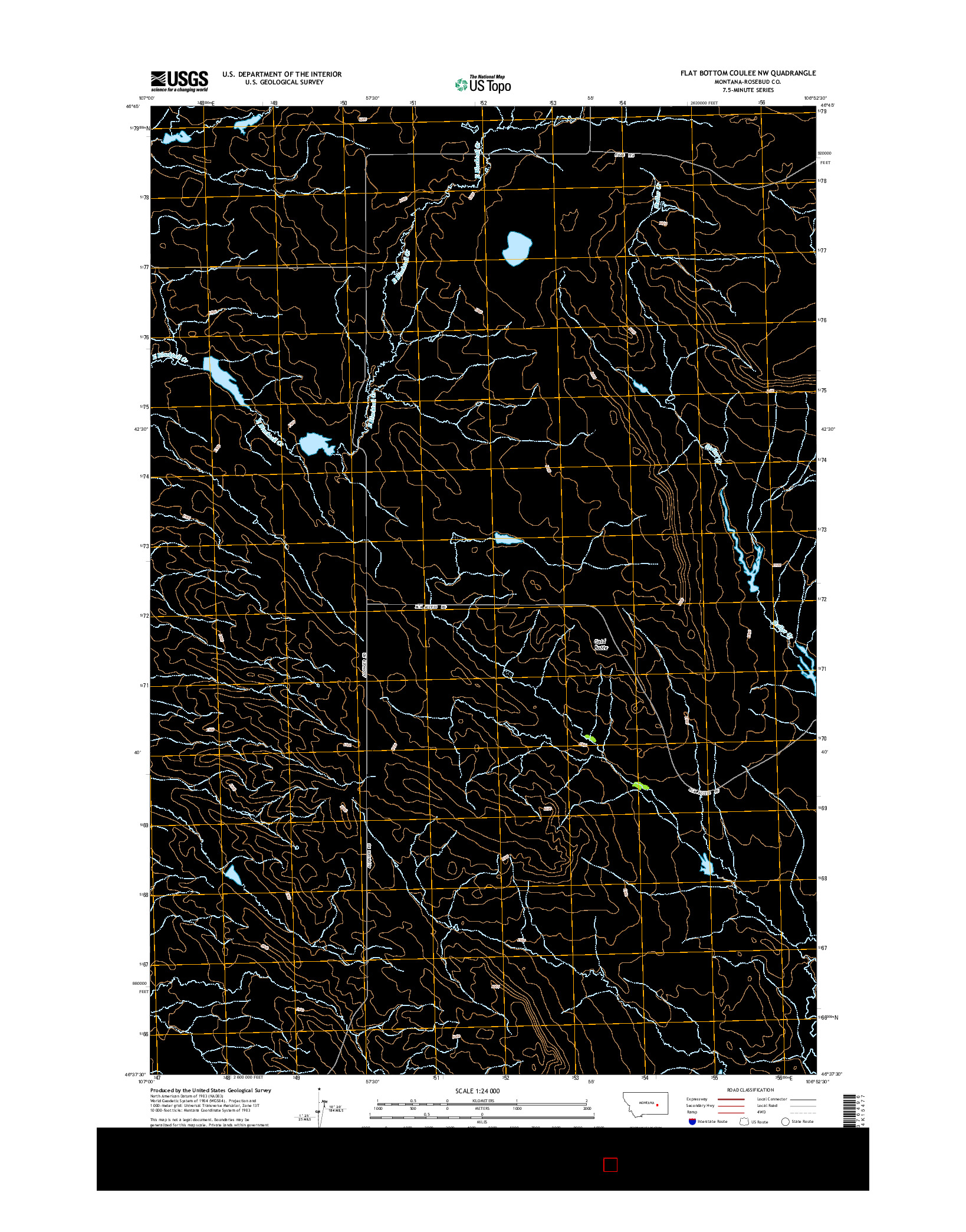 USGS US TOPO 7.5-MINUTE MAP FOR FLAT BOTTOM COULEE NW, MT 2014