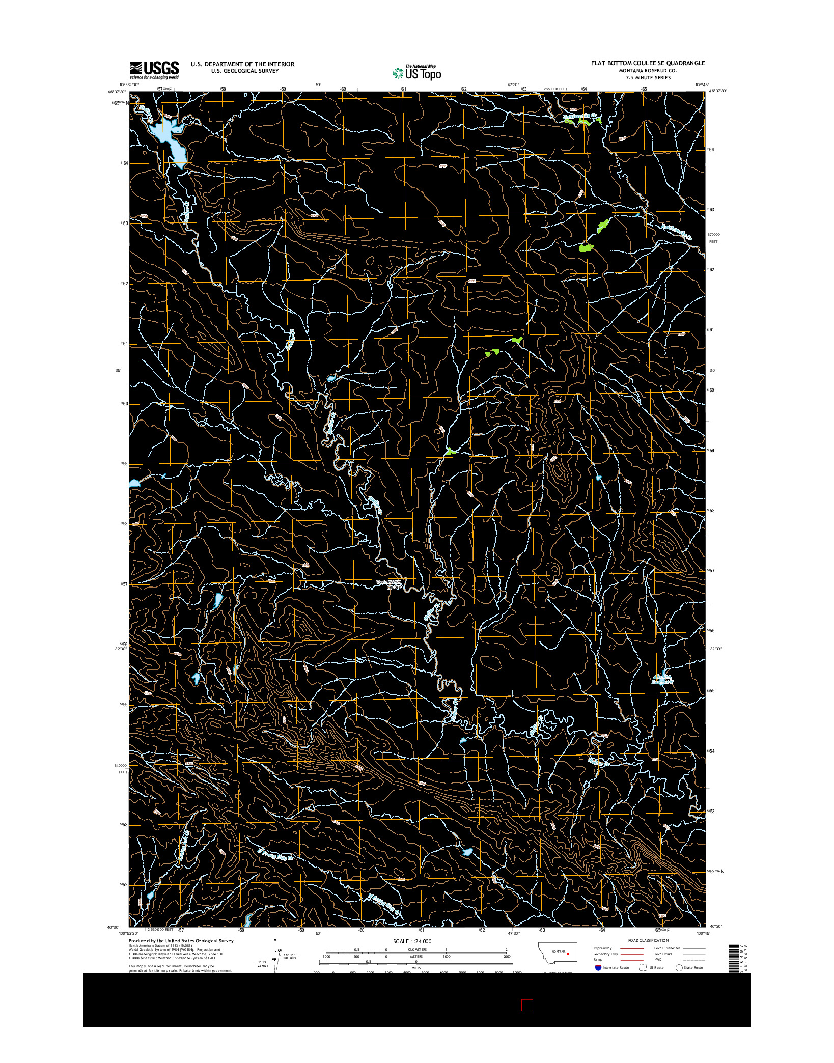 USGS US TOPO 7.5-MINUTE MAP FOR FLAT BOTTOM COULEE SE, MT 2014