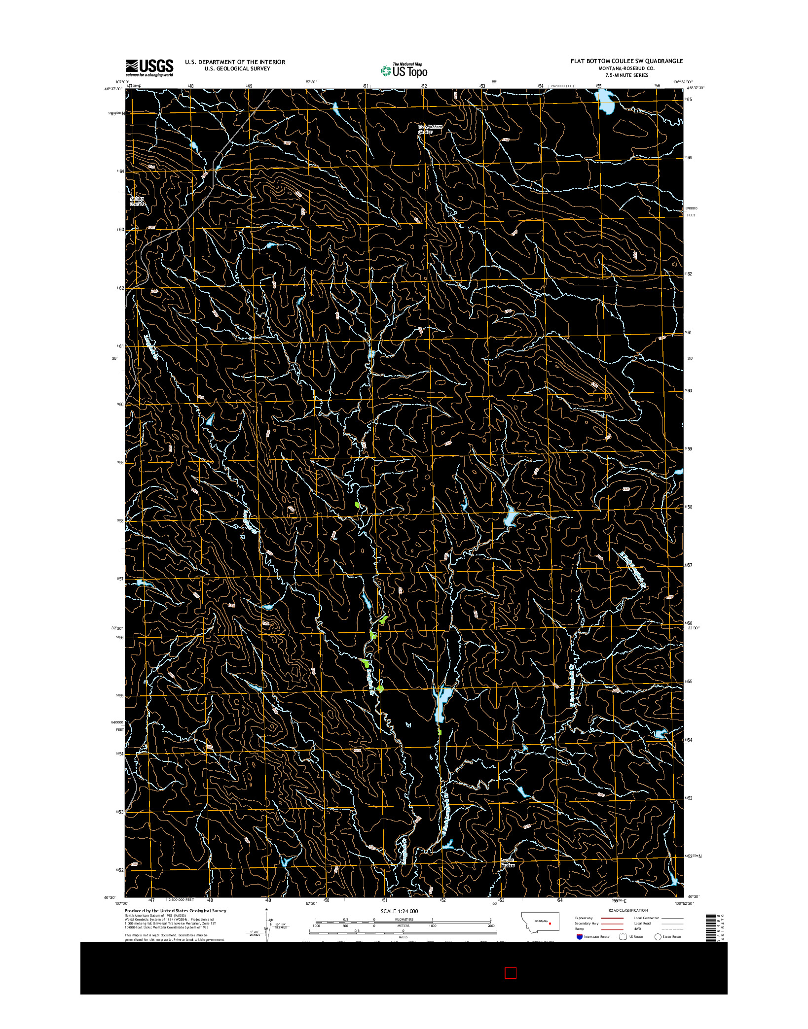 USGS US TOPO 7.5-MINUTE MAP FOR FLAT BOTTOM COULEE SW, MT 2014