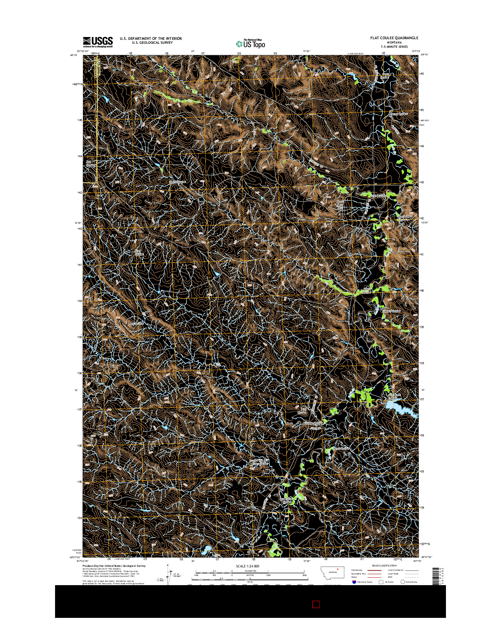 USGS US TOPO 7.5-MINUTE MAP FOR FLAT COULEE, MT 2014