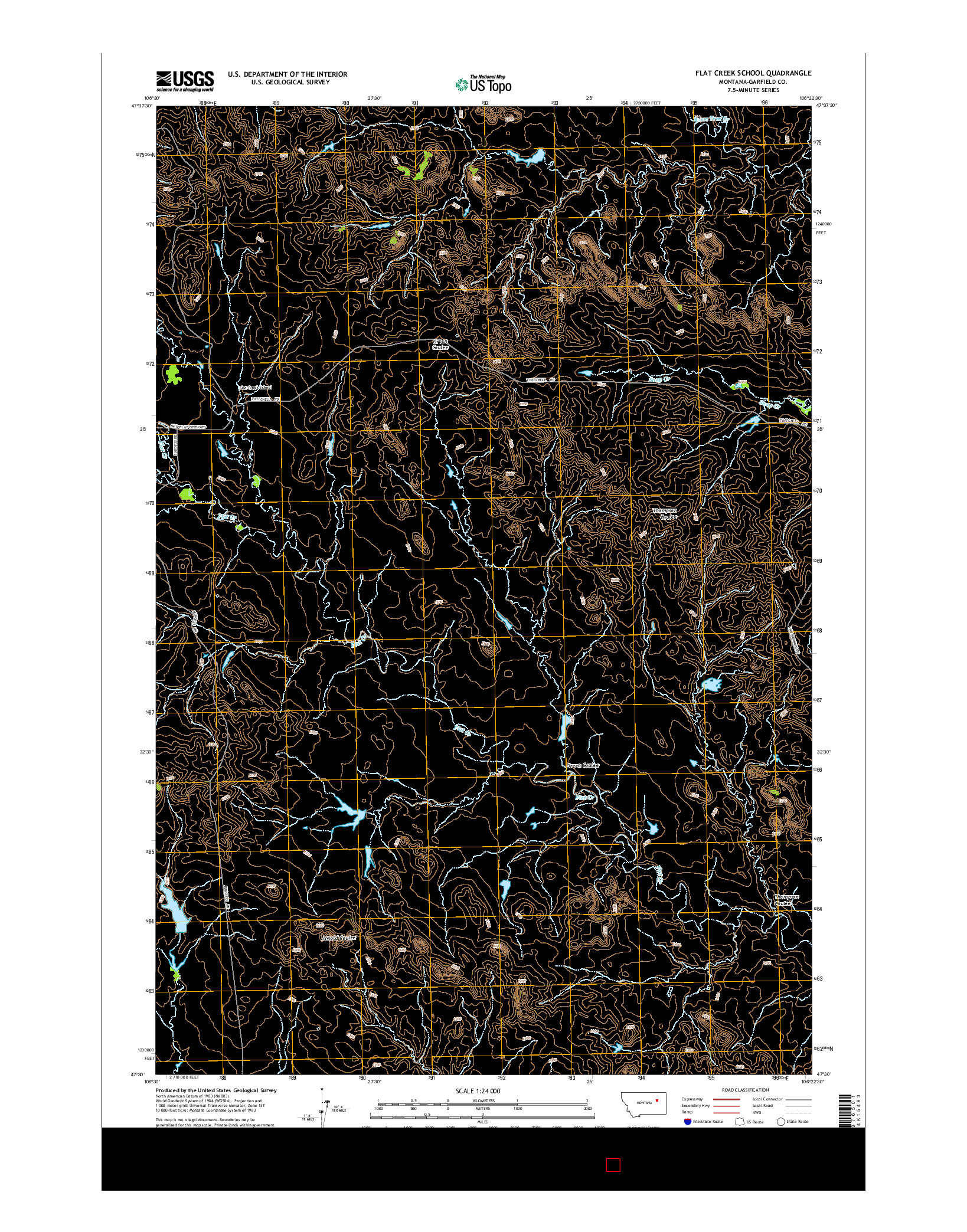 USGS US TOPO 7.5-MINUTE MAP FOR FLAT CREEK SCHOOL, MT 2014