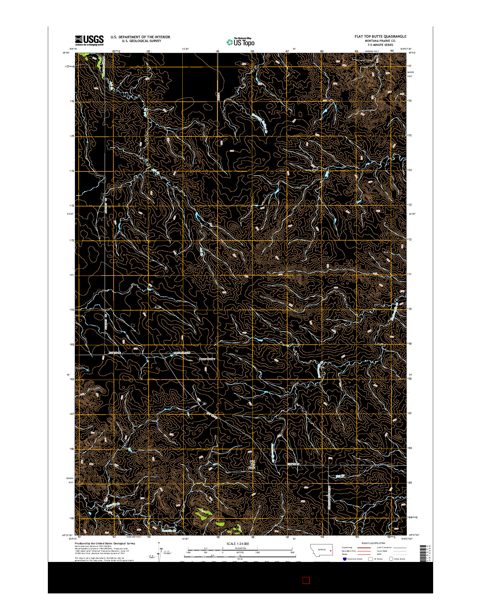 USGS US TOPO 7.5-MINUTE MAP FOR FLAT TOP BUTTE, MT 2014