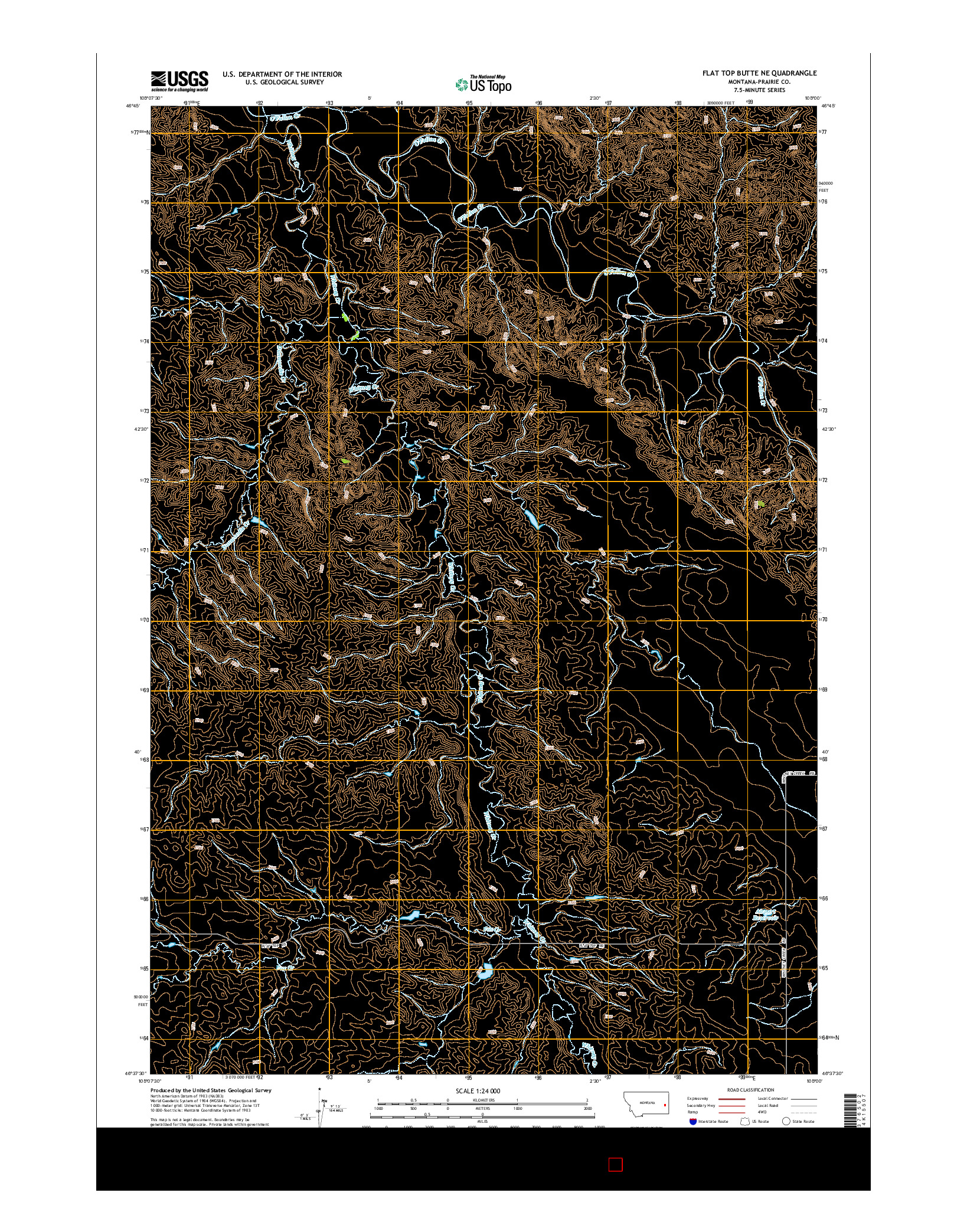 USGS US TOPO 7.5-MINUTE MAP FOR FLAT TOP BUTTE NE, MT 2014