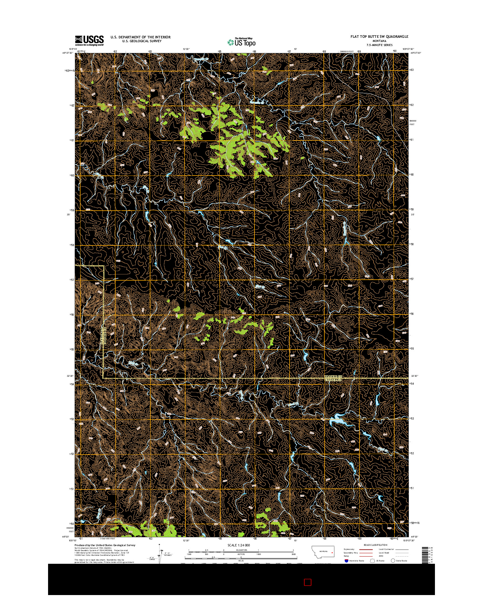 USGS US TOPO 7.5-MINUTE MAP FOR FLAT TOP BUTTE SW, MT 2014