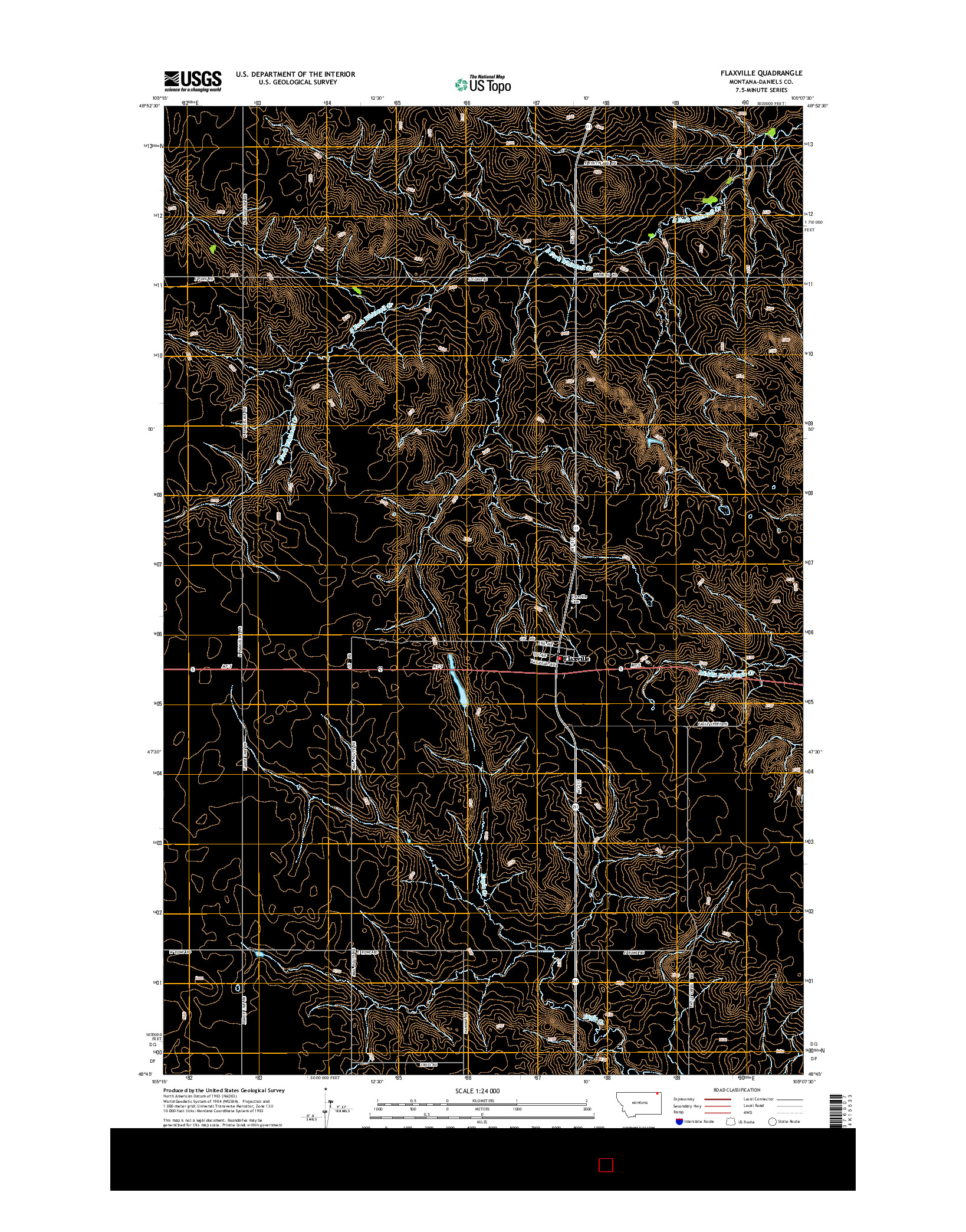 USGS US TOPO 7.5-MINUTE MAP FOR FLAXVILLE, MT 2014