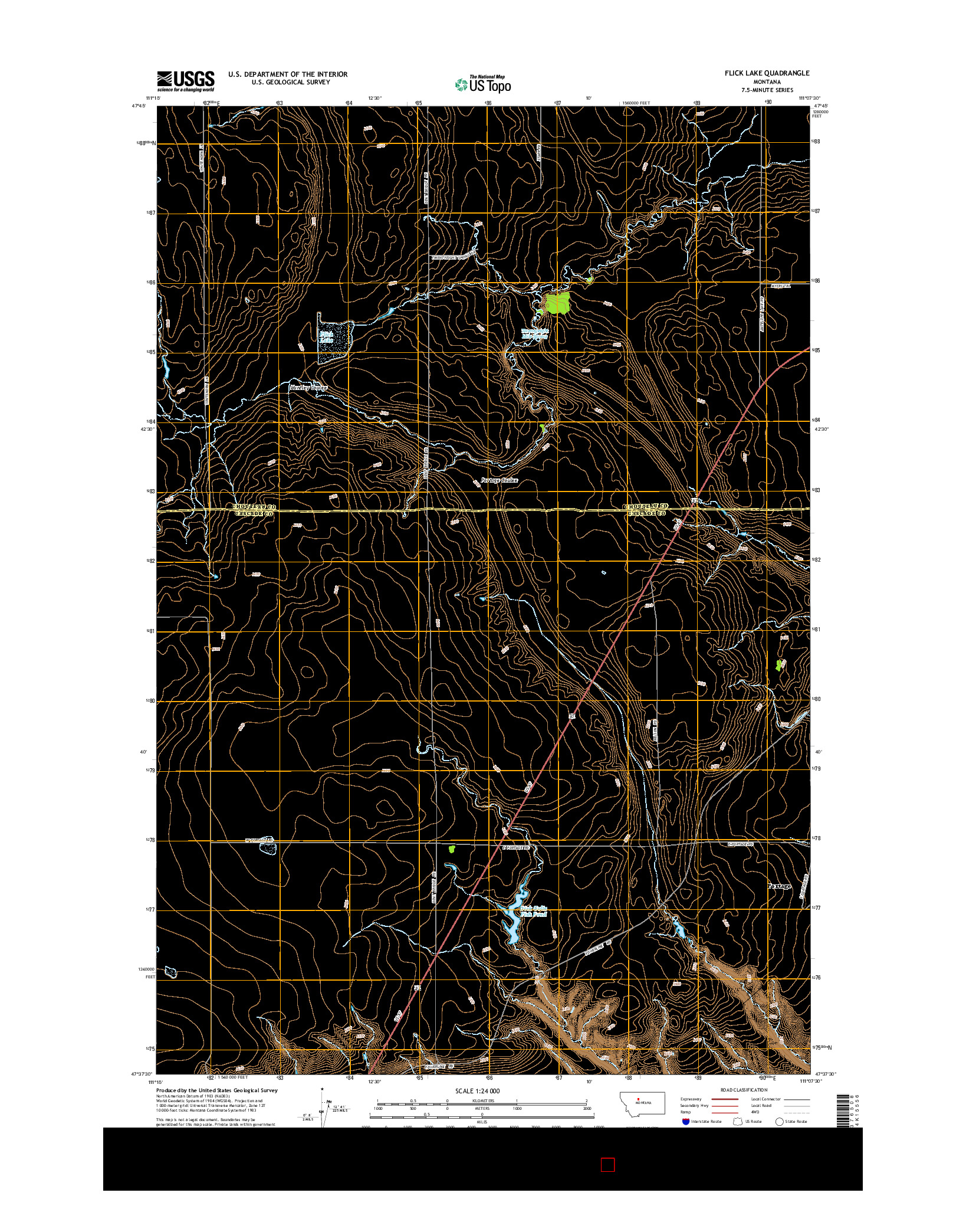 USGS US TOPO 7.5-MINUTE MAP FOR FLICK LAKE, MT 2014