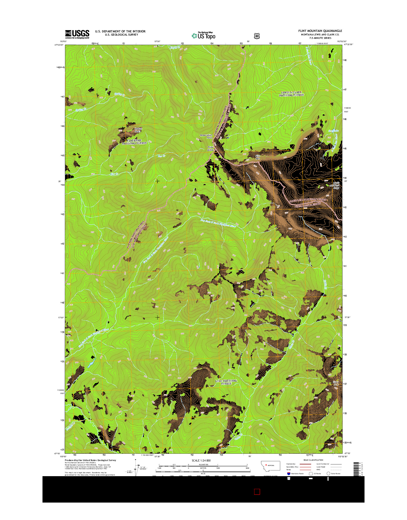 USGS US TOPO 7.5-MINUTE MAP FOR FLINT MOUNTAIN, MT 2014