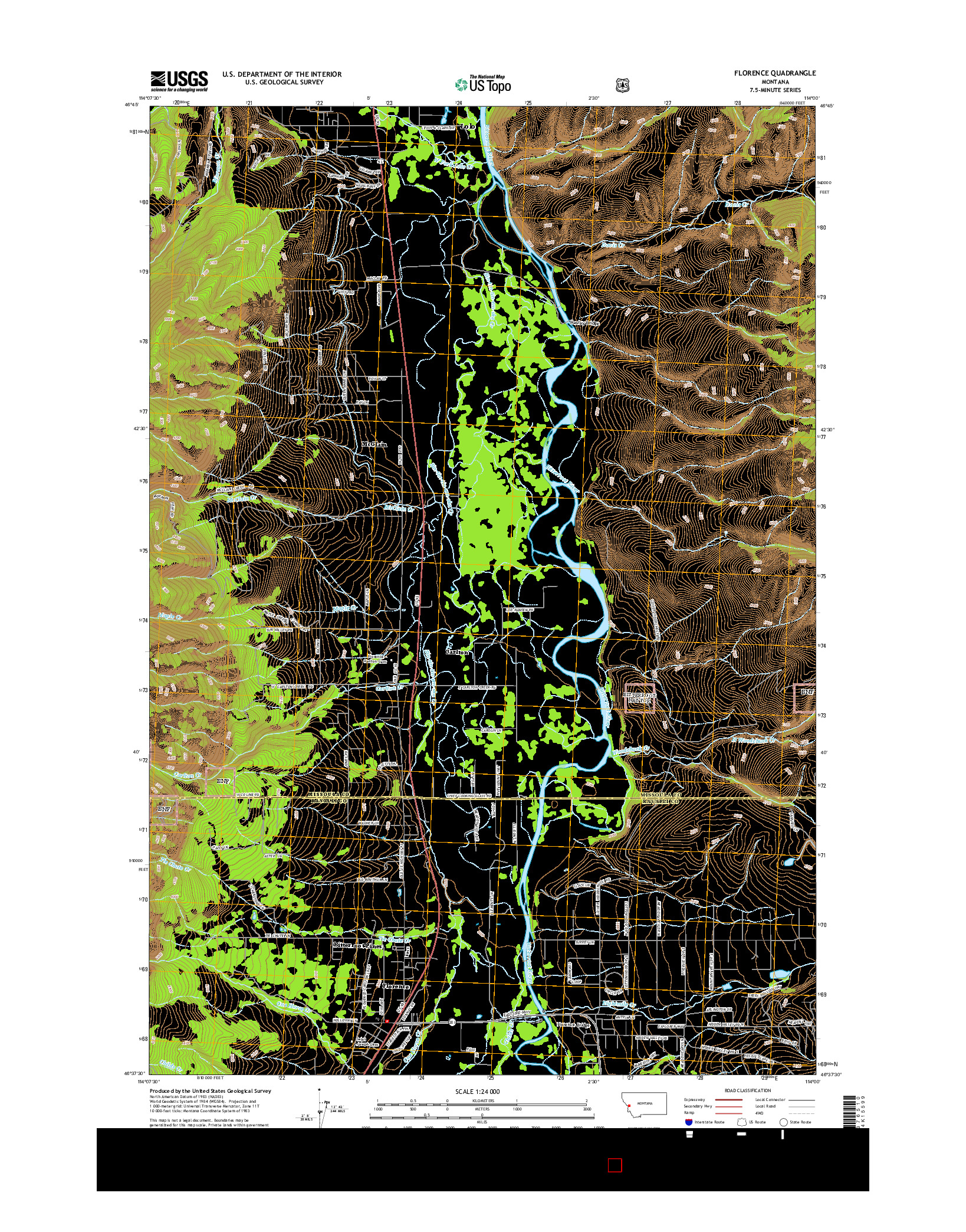 USGS US TOPO 7.5-MINUTE MAP FOR FLORENCE, MT 2014