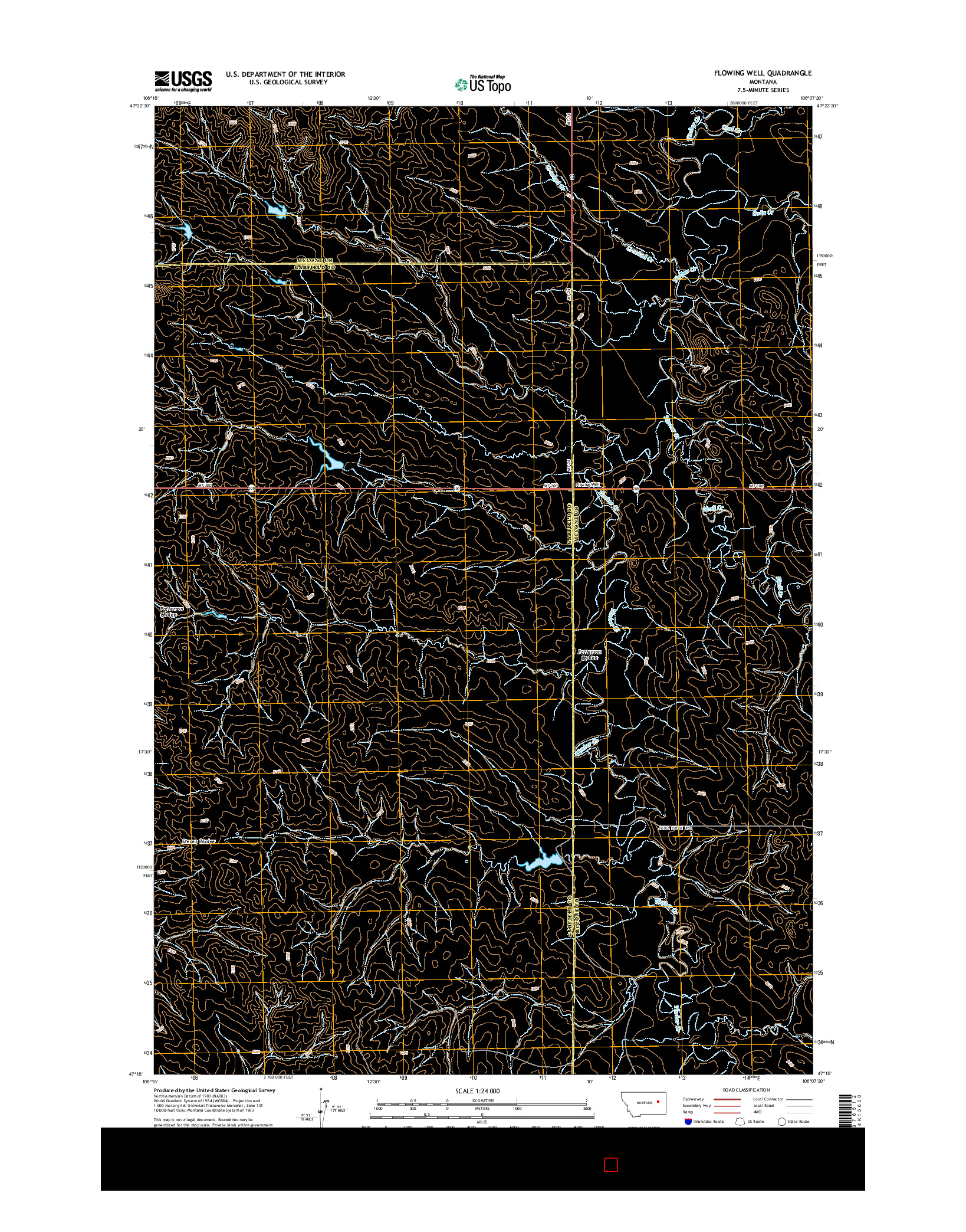 USGS US TOPO 7.5-MINUTE MAP FOR FLOWING WELL, MT 2014