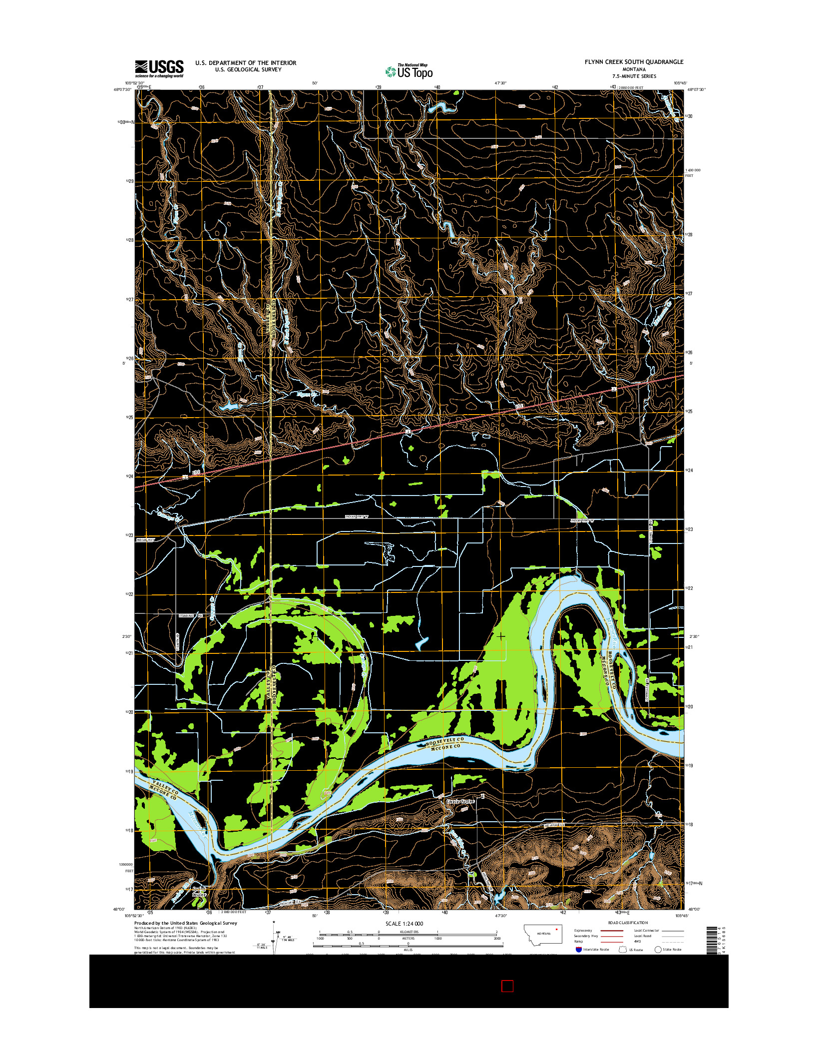 USGS US TOPO 7.5-MINUTE MAP FOR FLYNN CREEK SOUTH, MT 2014