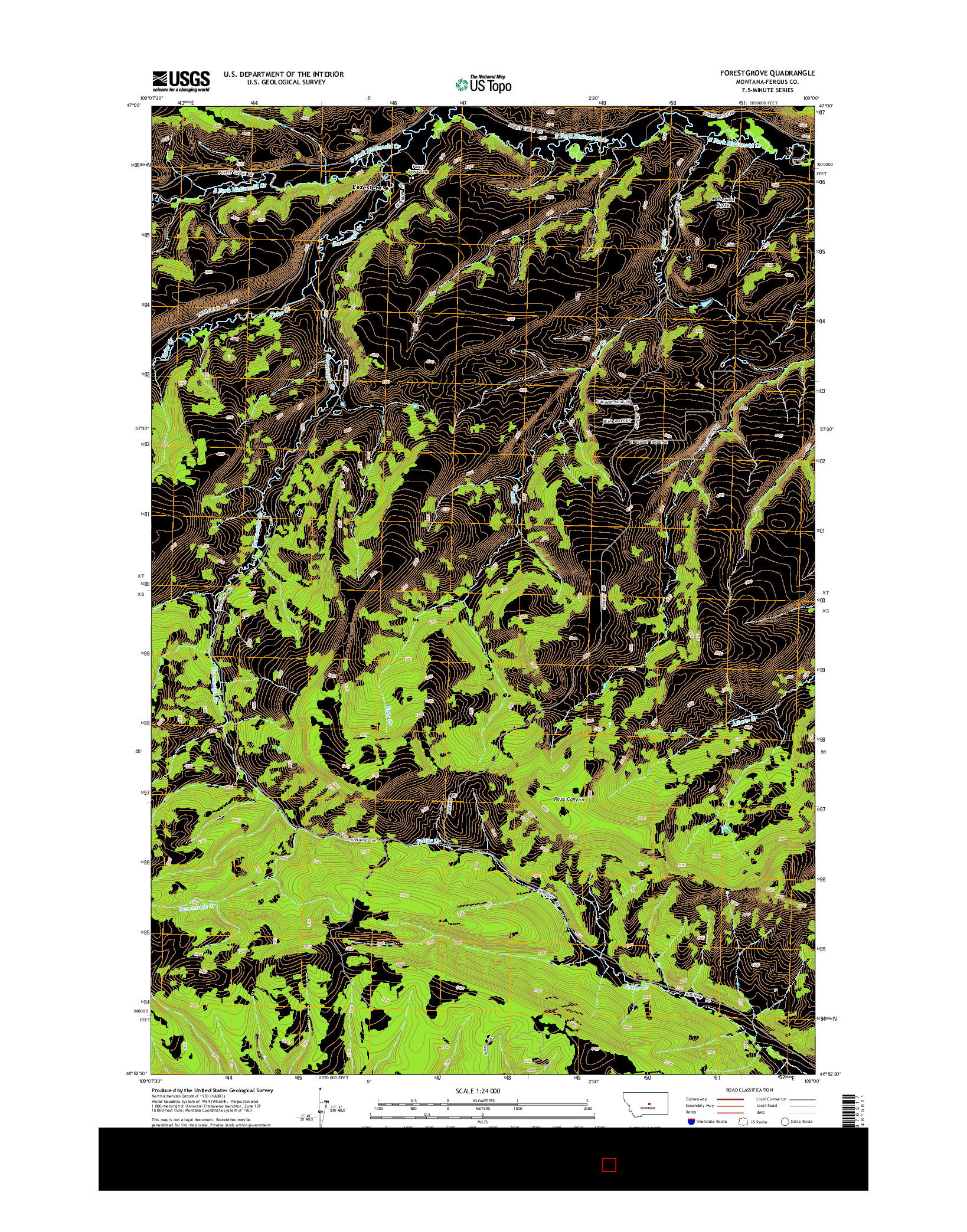 USGS US TOPO 7.5-MINUTE MAP FOR FORESTGROVE, MT 2014