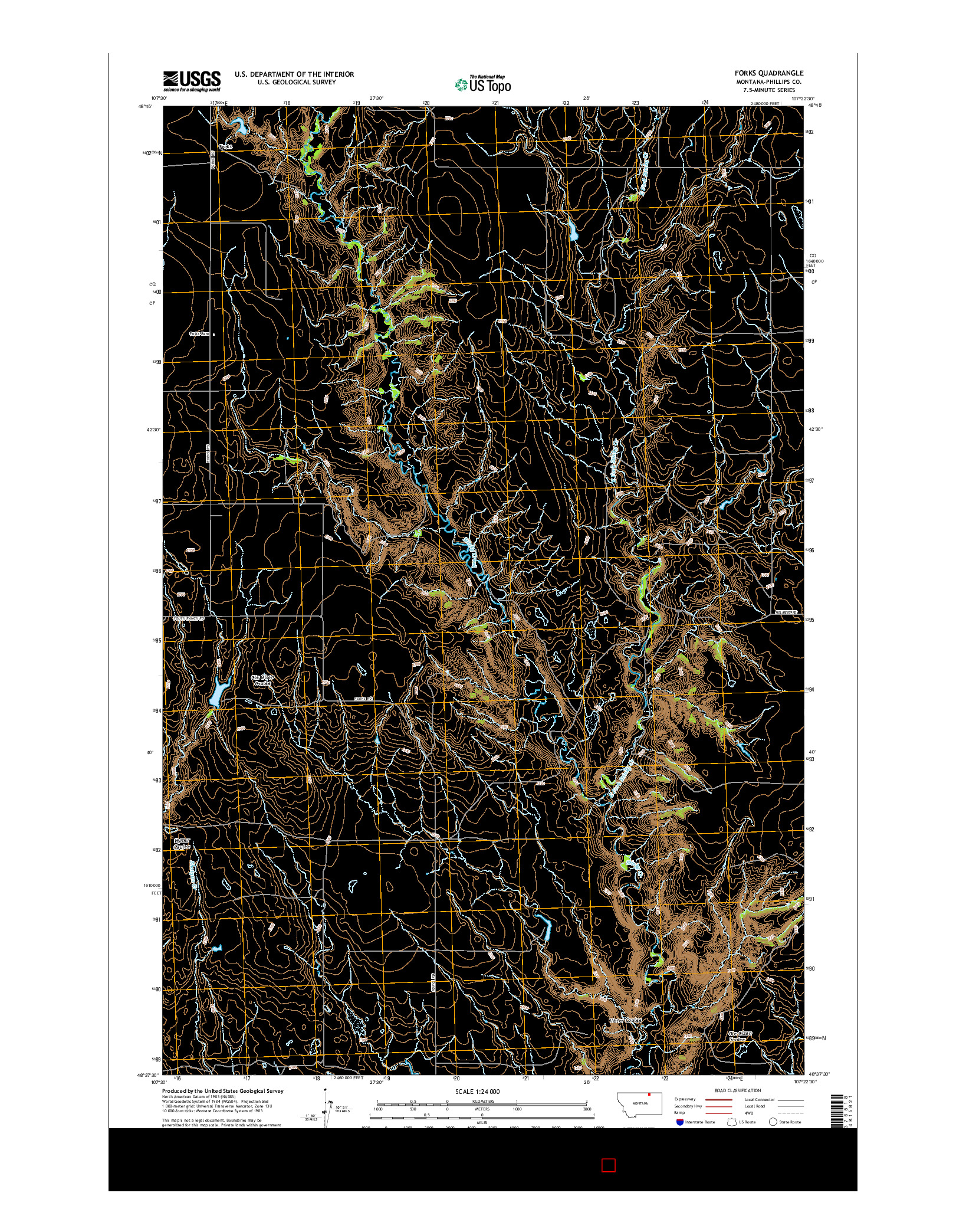 USGS US TOPO 7.5-MINUTE MAP FOR FORKS, MT 2014