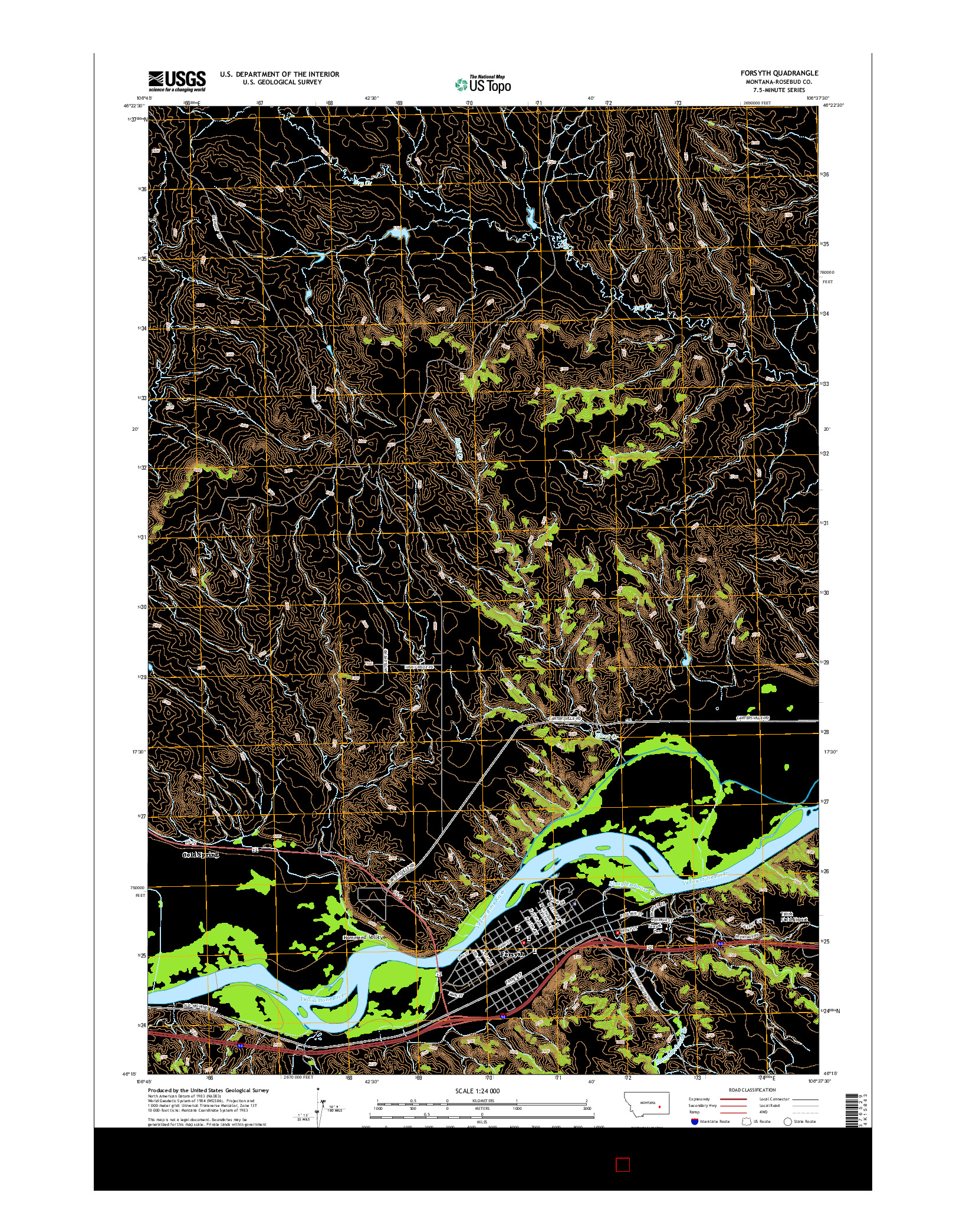 USGS US TOPO 7.5-MINUTE MAP FOR FORSYTH, MT 2014