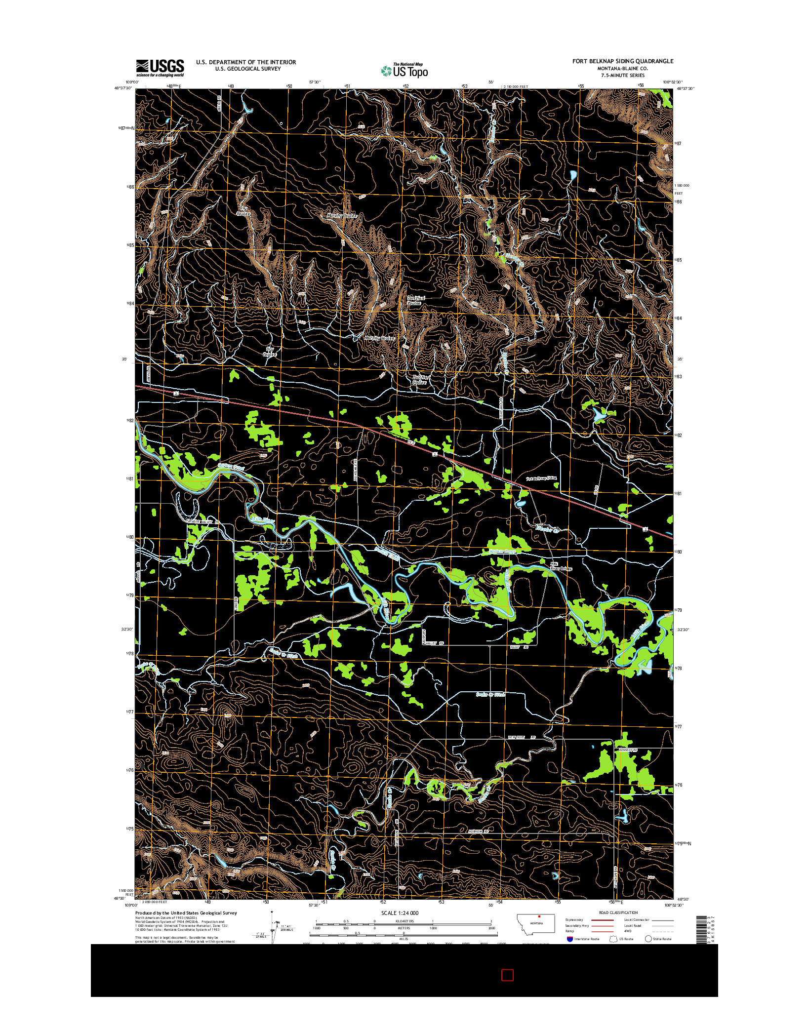 USGS US TOPO 7.5-MINUTE MAP FOR FORT BELKNAP SIDING, MT 2014
