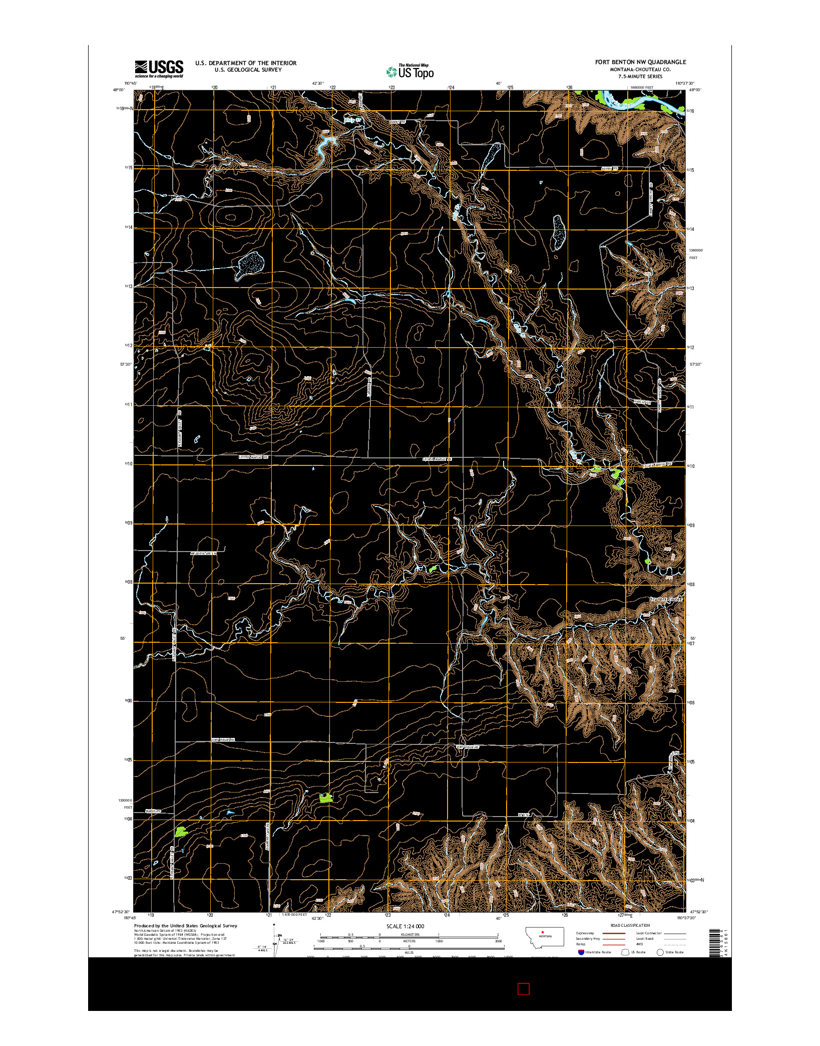 USGS US TOPO 7.5-MINUTE MAP FOR FORT BENTON NW, MT 2014
