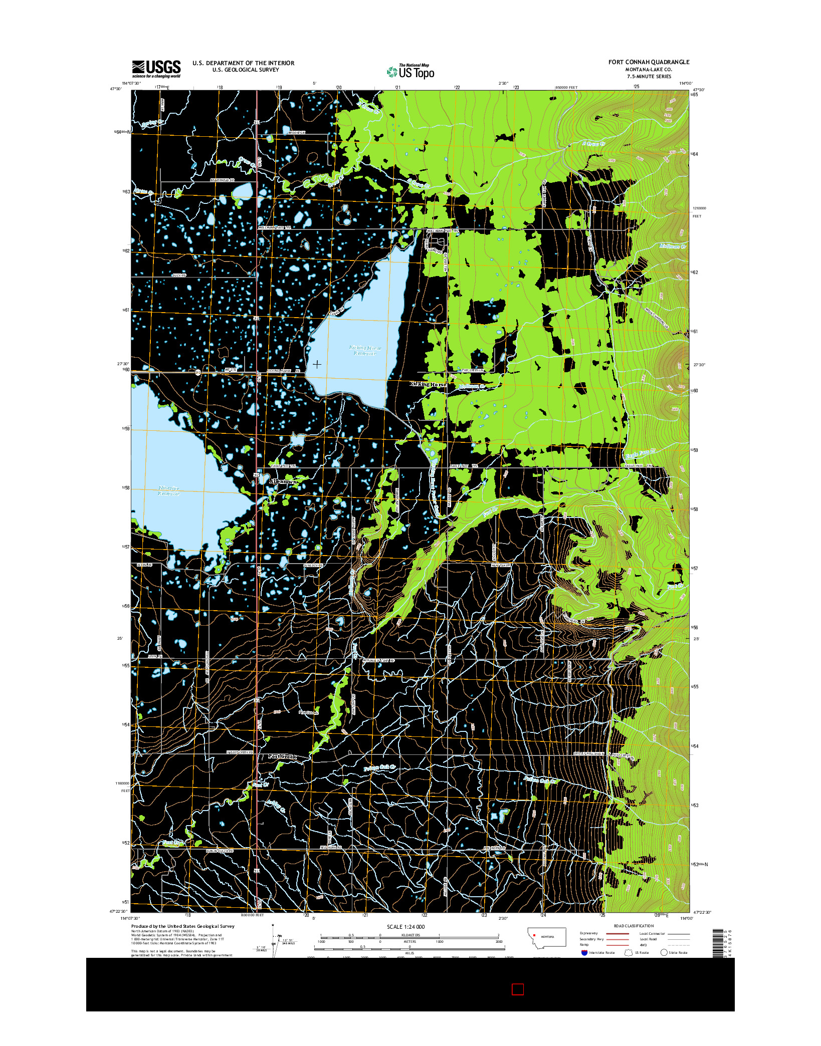 USGS US TOPO 7.5-MINUTE MAP FOR FORT CONNAH, MT 2014