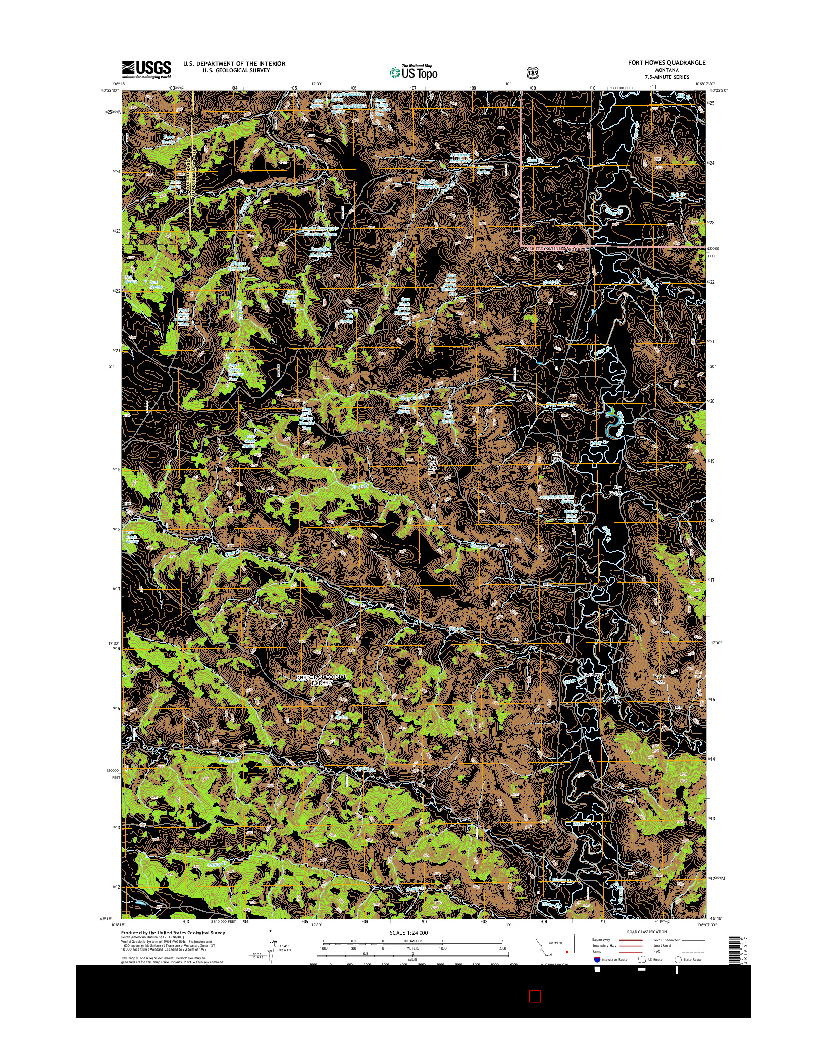 USGS US TOPO 7.5-MINUTE MAP FOR FORT HOWES, MT 2014