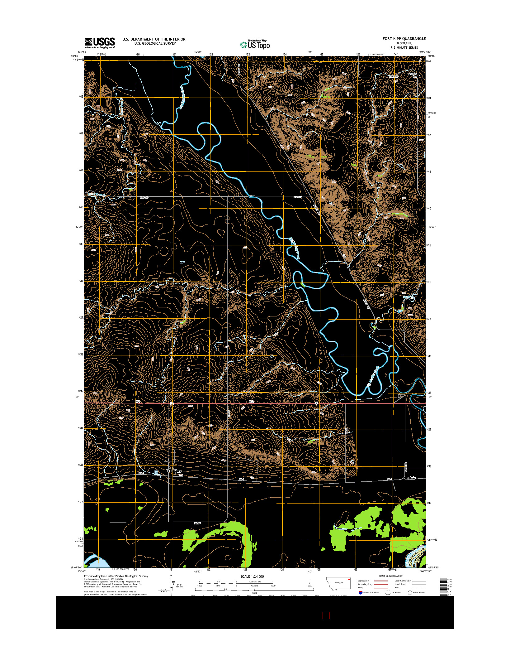 USGS US TOPO 7.5-MINUTE MAP FOR FORT KIPP, MT 2014