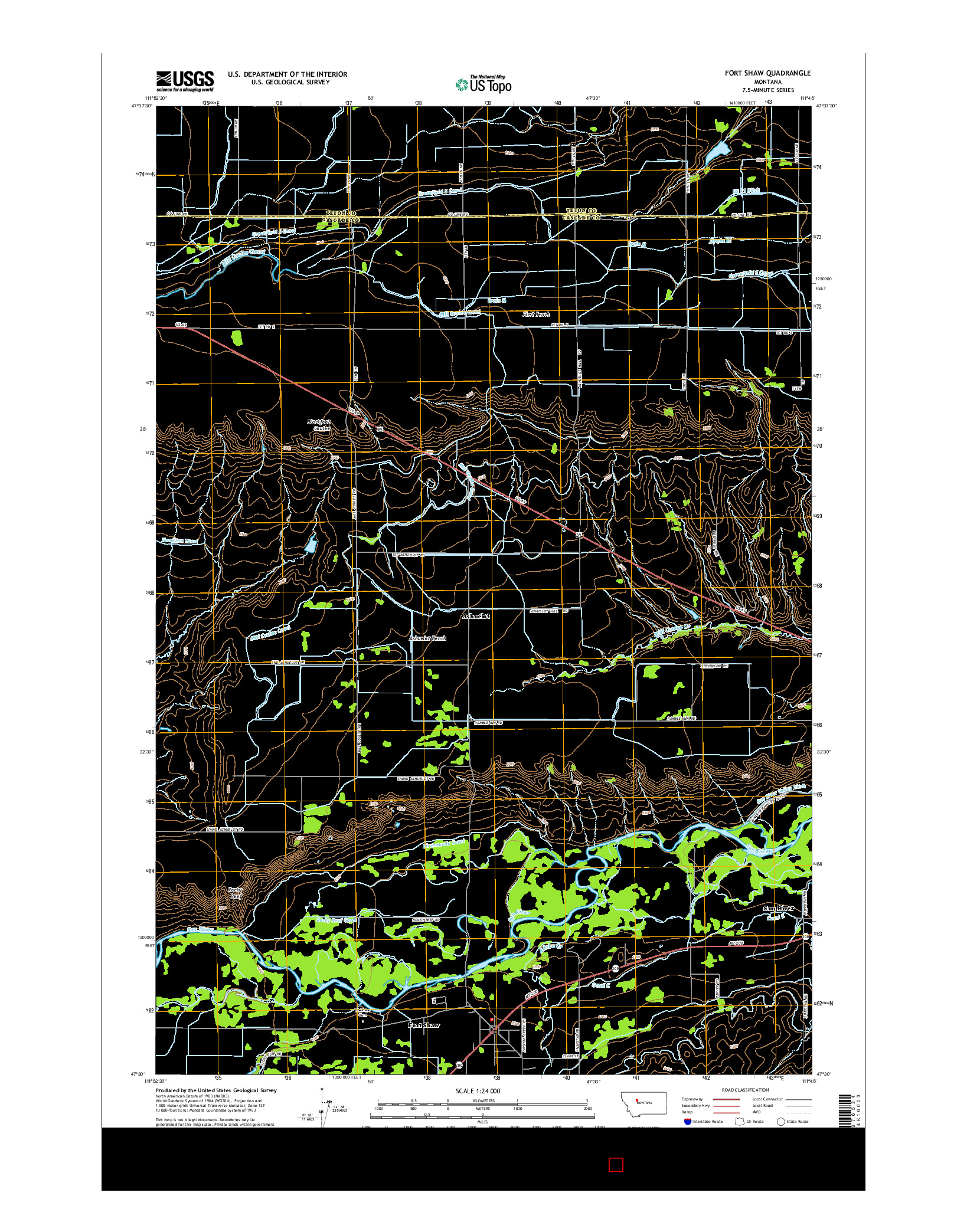 USGS US TOPO 7.5-MINUTE MAP FOR FORT SHAW, MT 2014