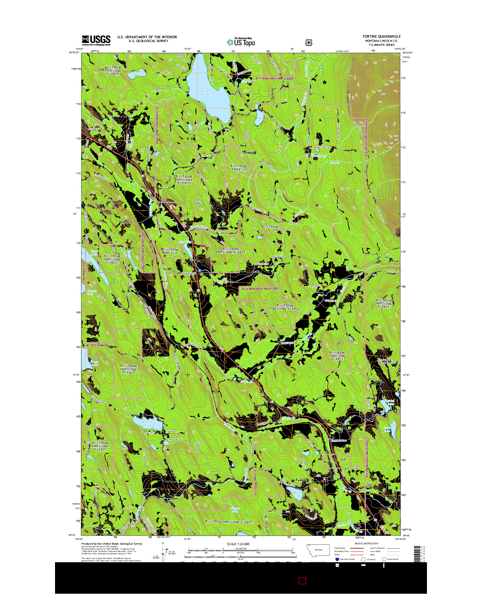 USGS US TOPO 7.5-MINUTE MAP FOR FORTINE, MT 2014