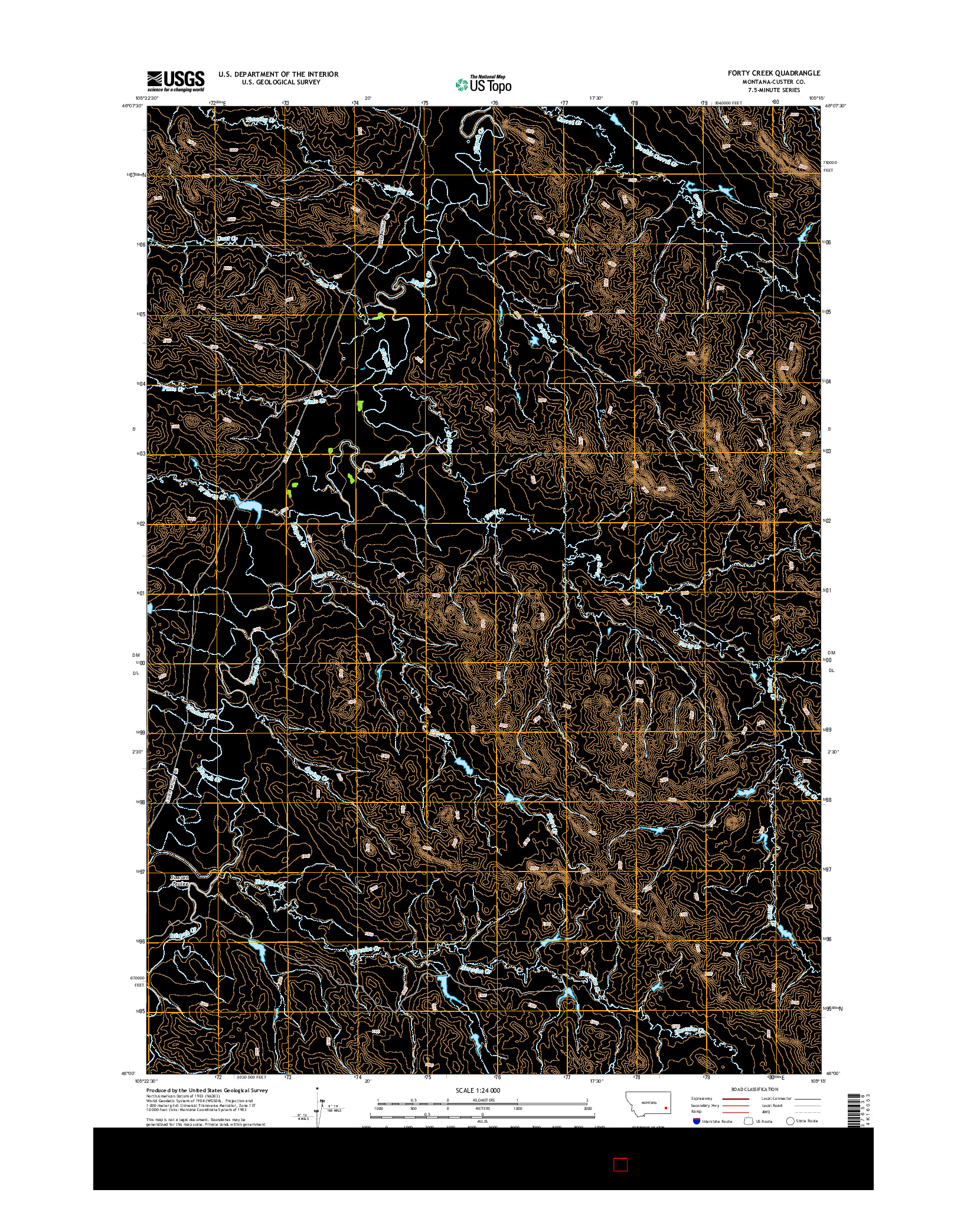 USGS US TOPO 7.5-MINUTE MAP FOR FORTY CREEK, MT 2014