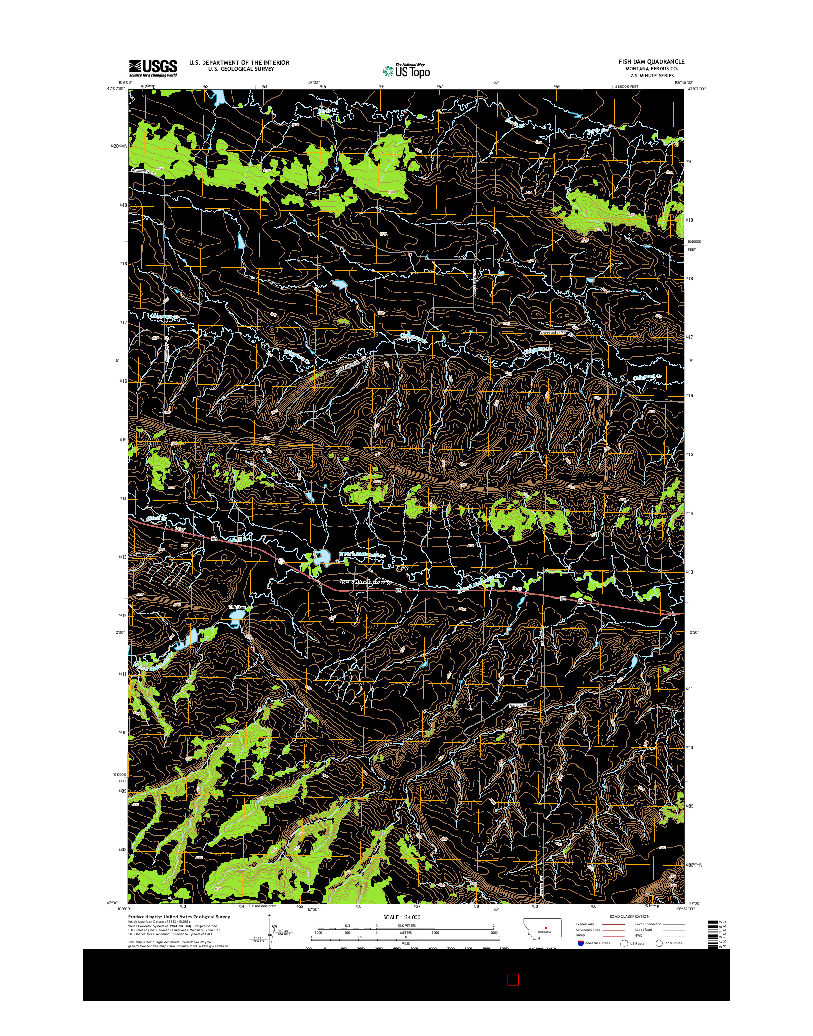 USGS US TOPO 7.5-MINUTE MAP FOR FISH DAM, MT 2014