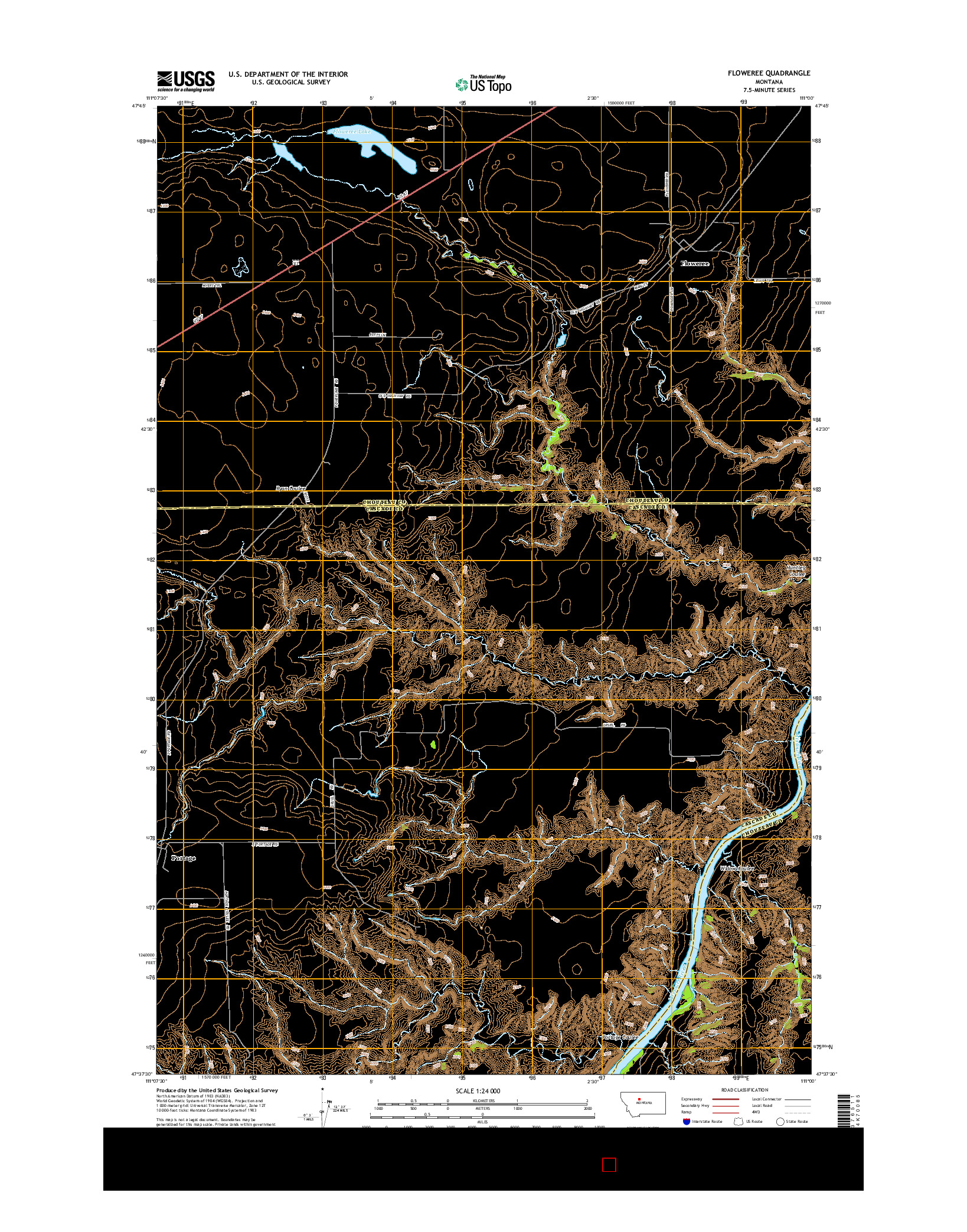 USGS US TOPO 7.5-MINUTE MAP FOR FLOWEREE, MT 2014
