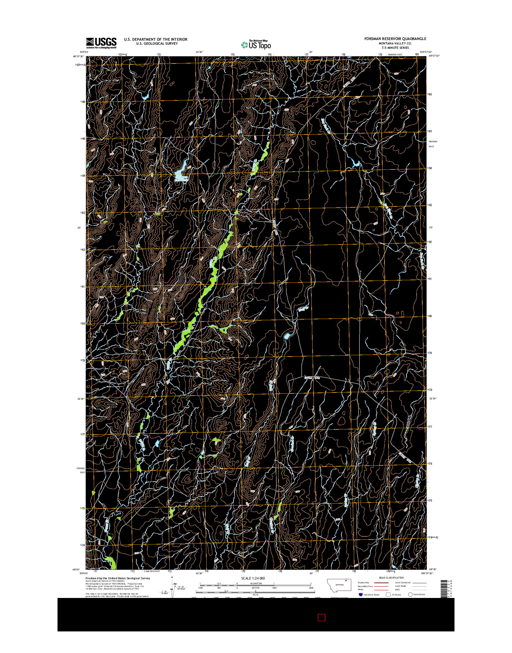 USGS US TOPO 7.5-MINUTE MAP FOR FORSMAN RESERVOIR, MT 2014