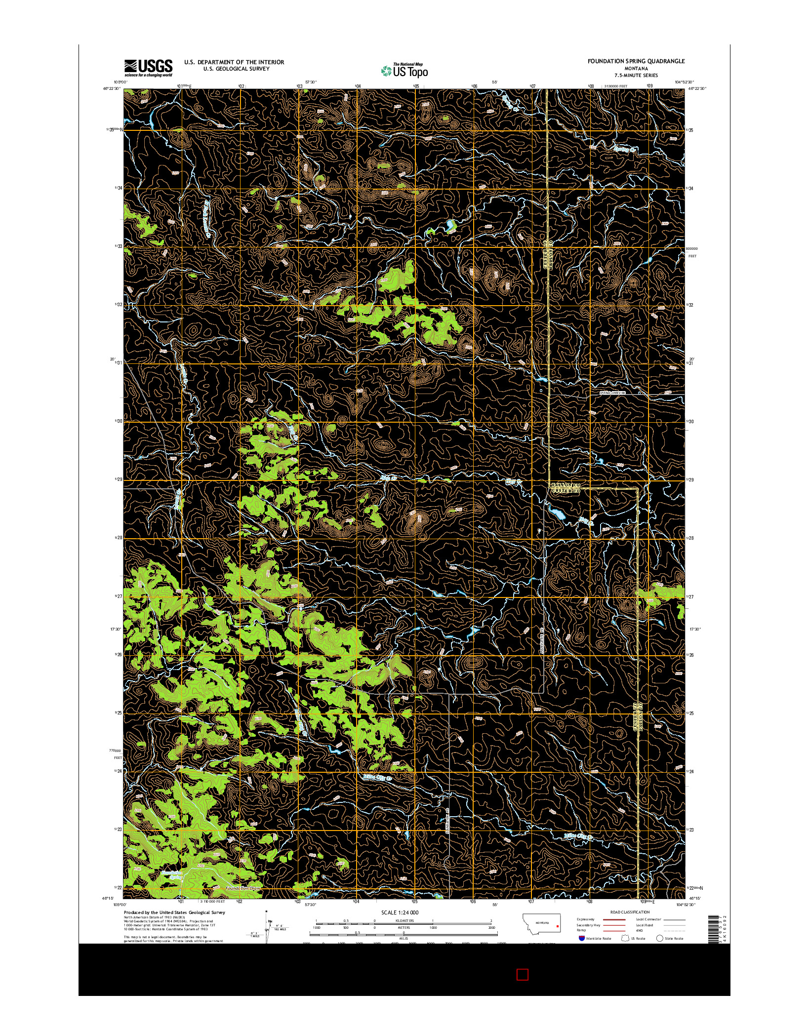 USGS US TOPO 7.5-MINUTE MAP FOR FOUNDATION SPRING, MT 2014