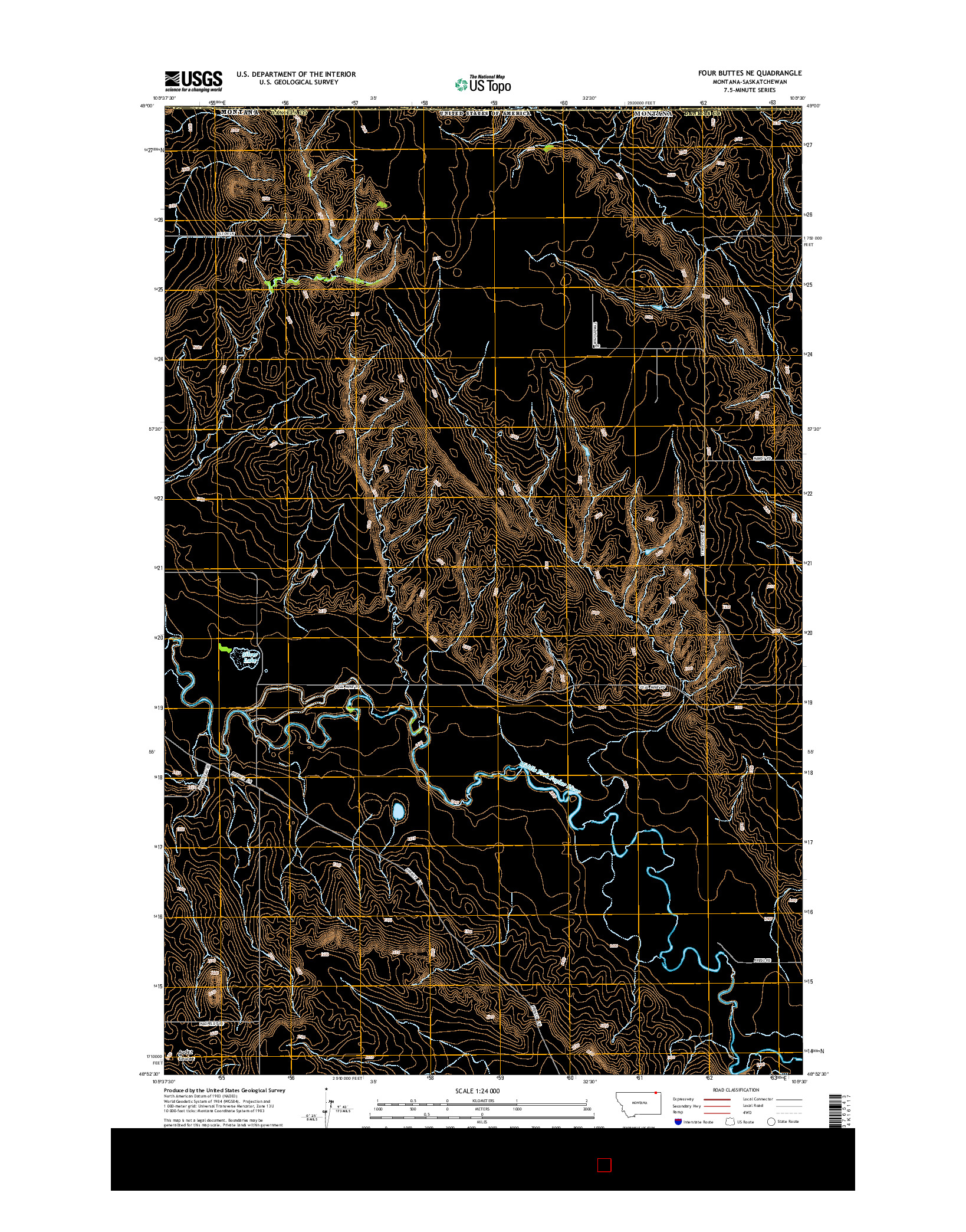 USGS US TOPO 7.5-MINUTE MAP FOR FOUR BUTTES NE, MT-SK 2014